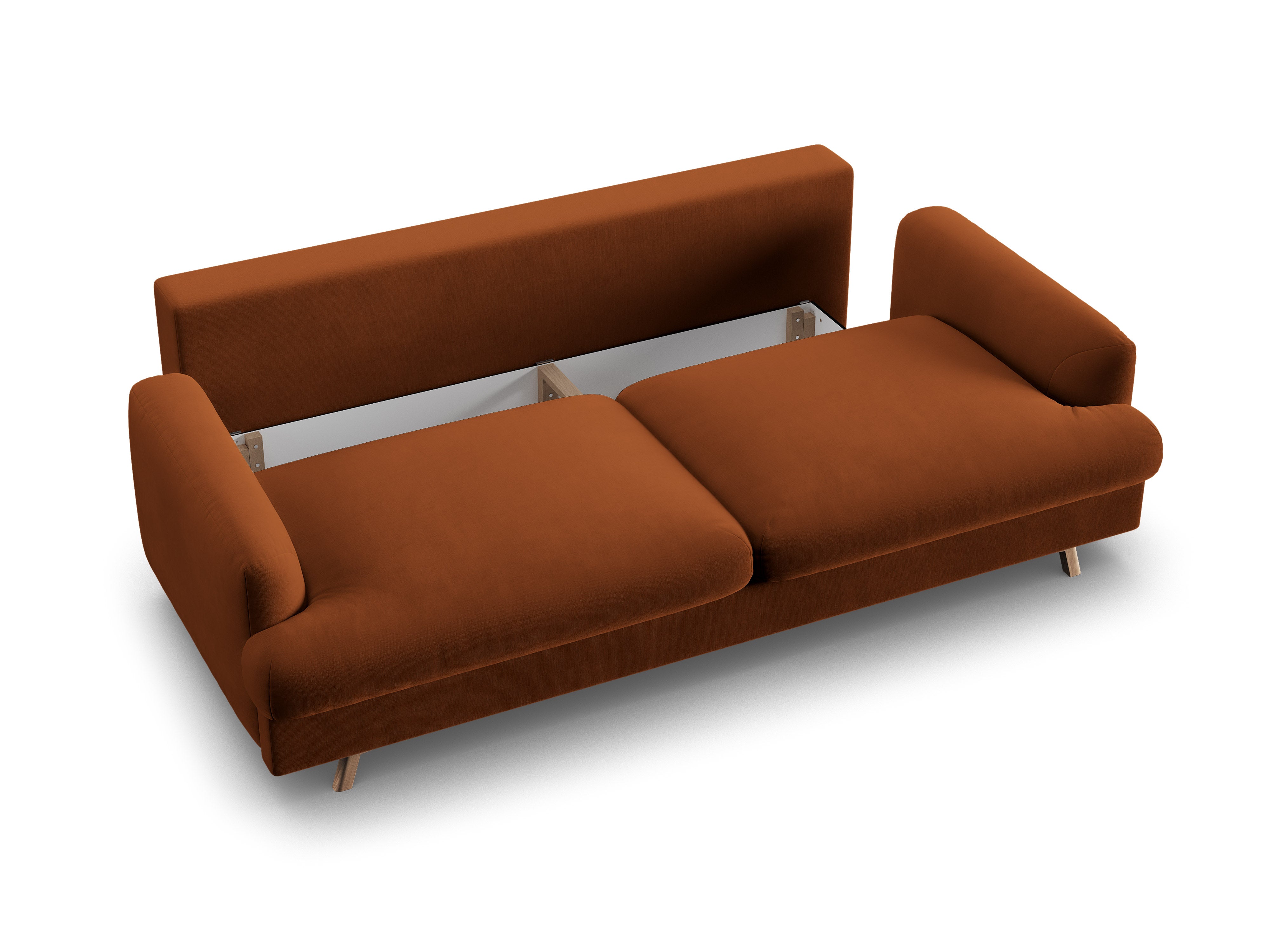 Sofa aus Samt für 3 Personen mit Schlaf-Funktion NAOMI terrakotta