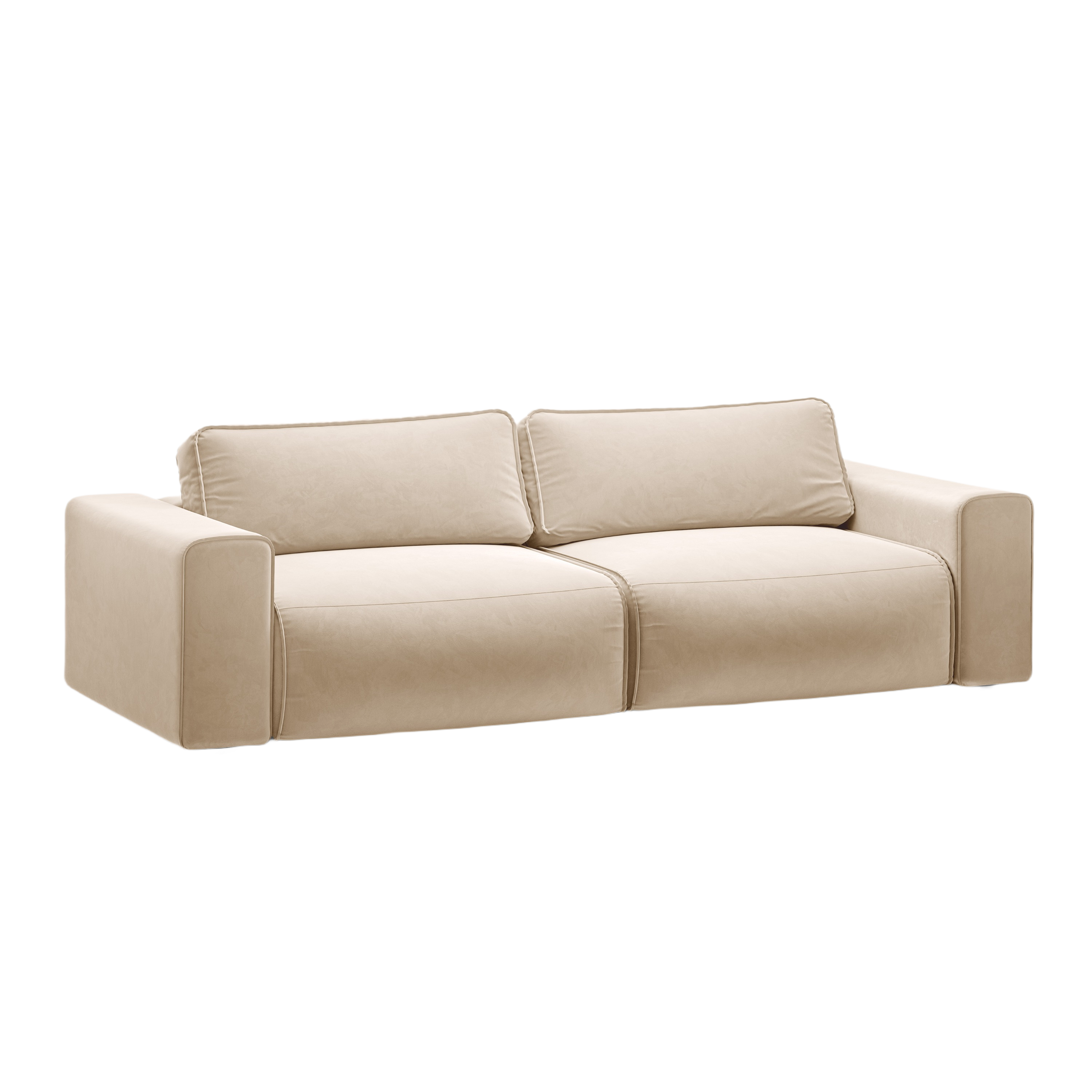 Velvet 3-seater sofa with sleeping function VICTOR beige