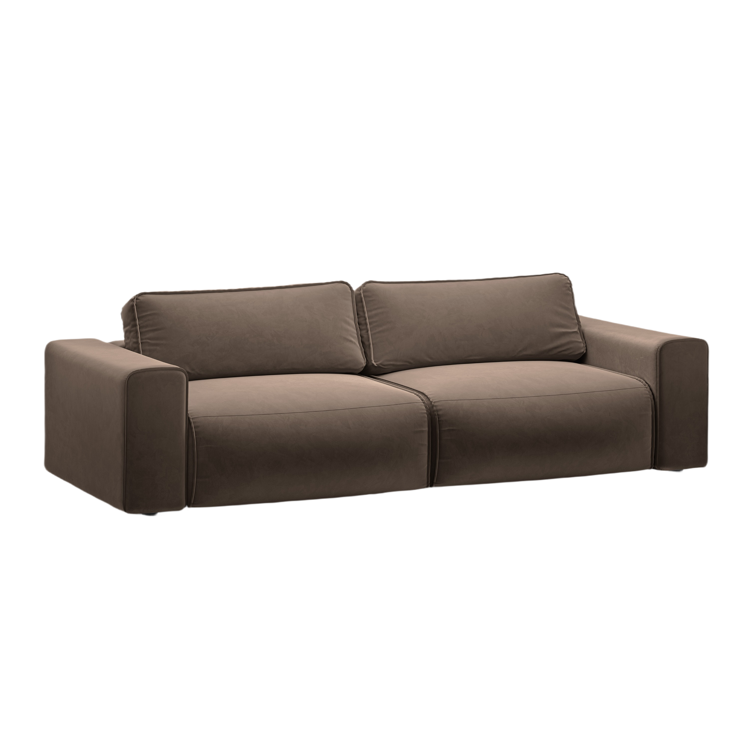 Sofa aus Samt für 3 Personen mit Schlaf-Funktion VICTOR schokoladenbraun