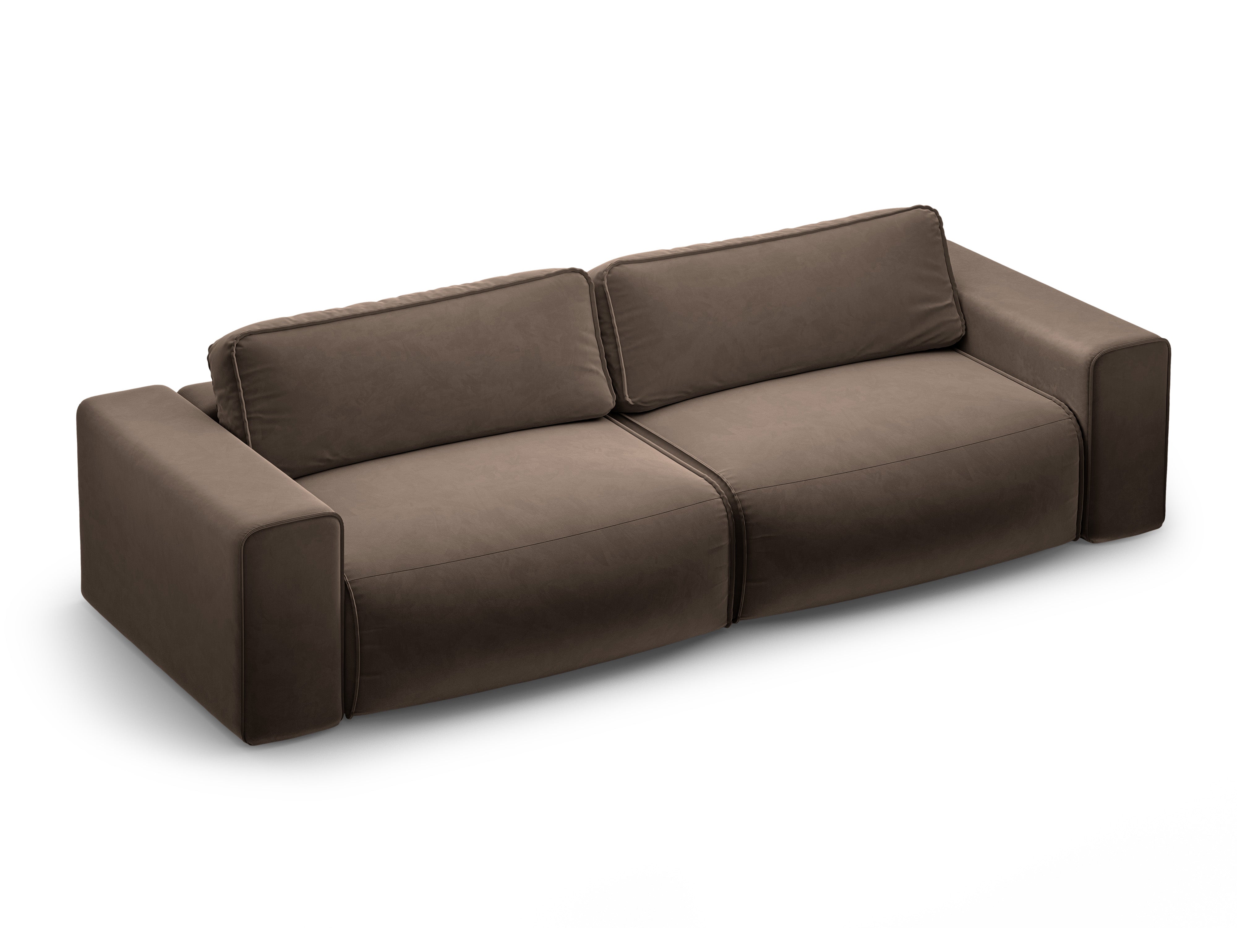 Sofa aus Samt für 3 Personen mit Schlaf-Funktion VICTOR schokoladenbraun