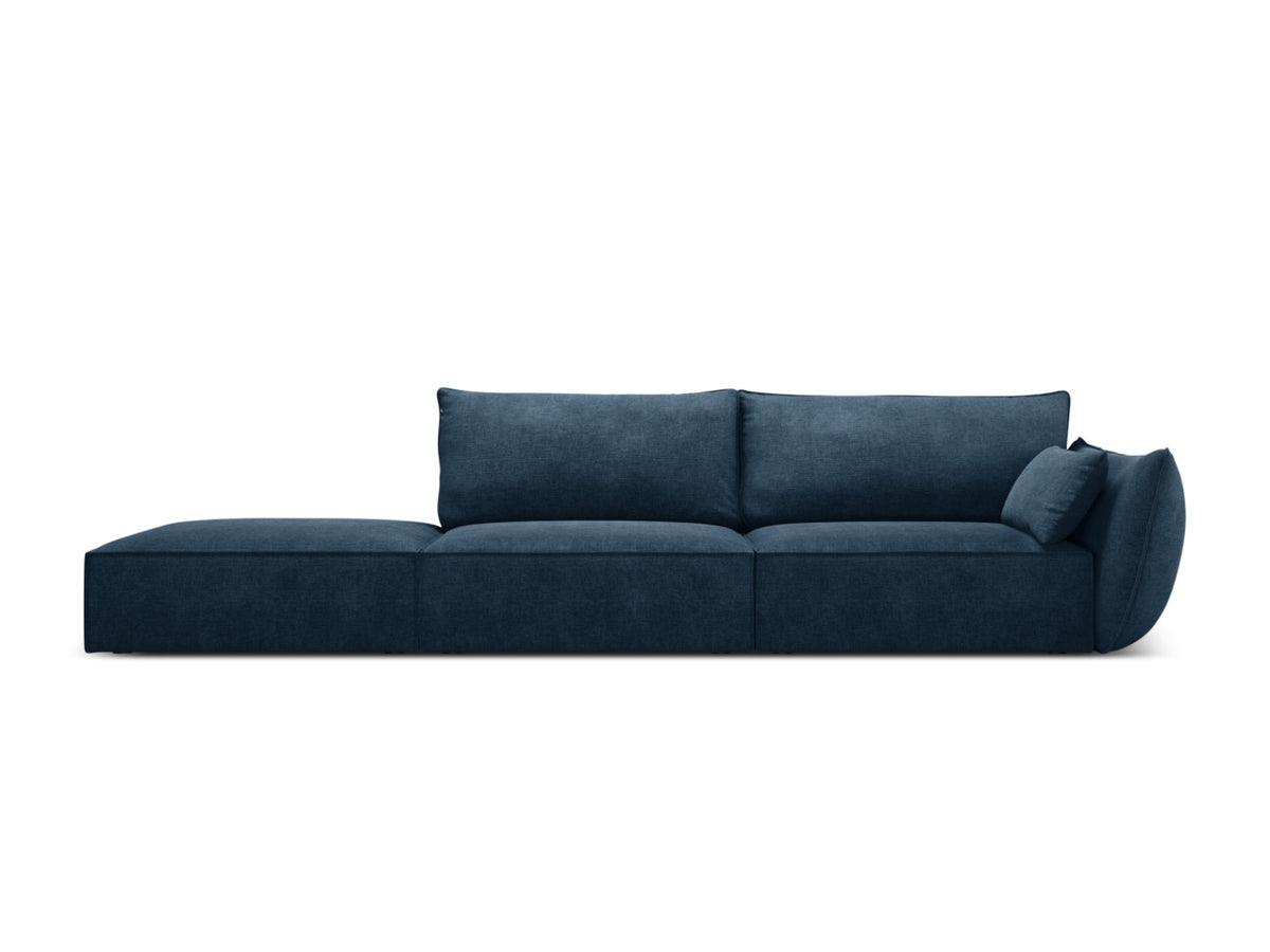Sofa z otomaną lewostronną 4-osobowa KAELLE kobaltowy szenil Over The Horizon – Micadoni