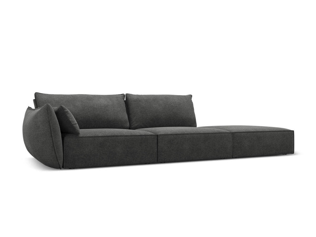 Sofa z otomaną prawostronną 4-osobowa KAELLE grafitowy szenil Over The Horizon – ujęcie boczne