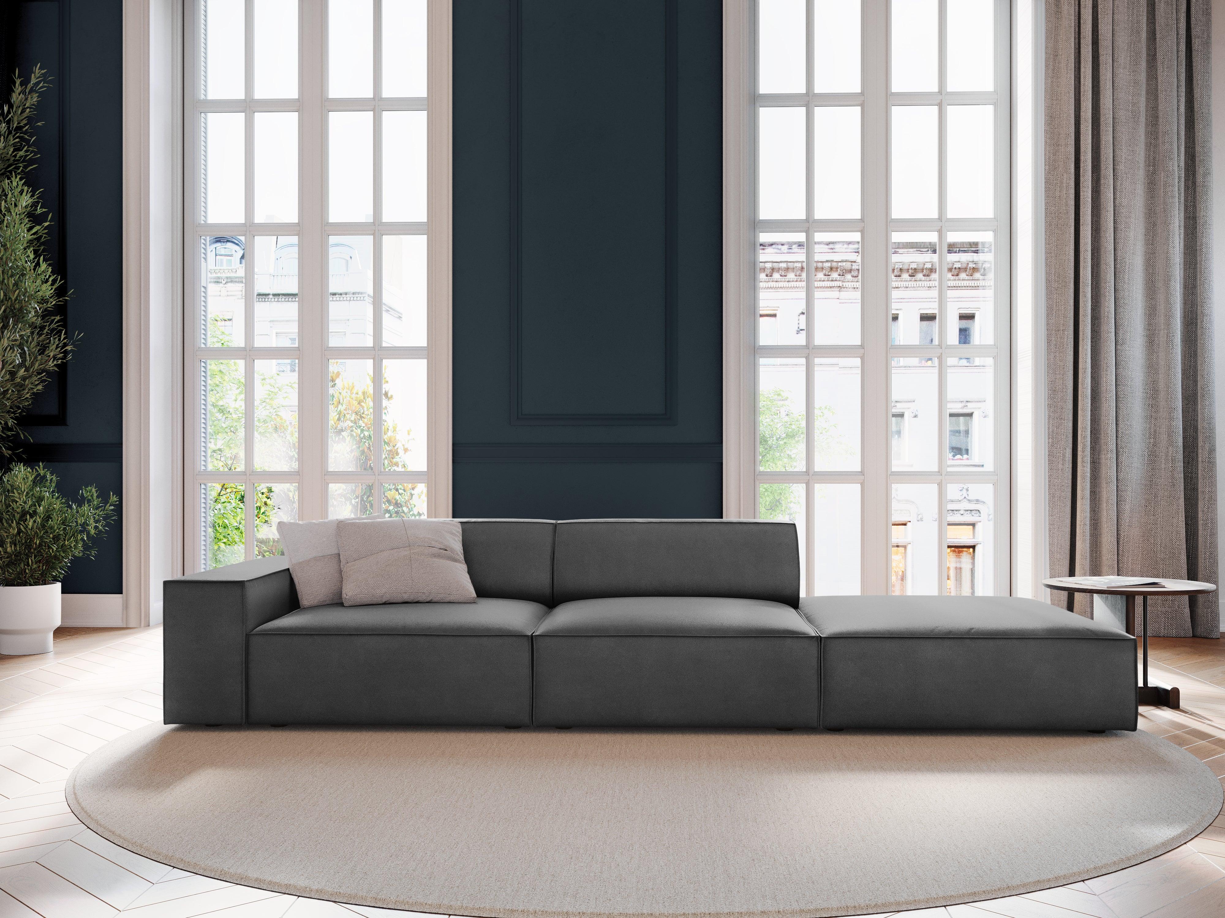 Sofa aksamitna prawostronna 3-osobowa JODIE ciemnoszary Micadoni Eye on Design