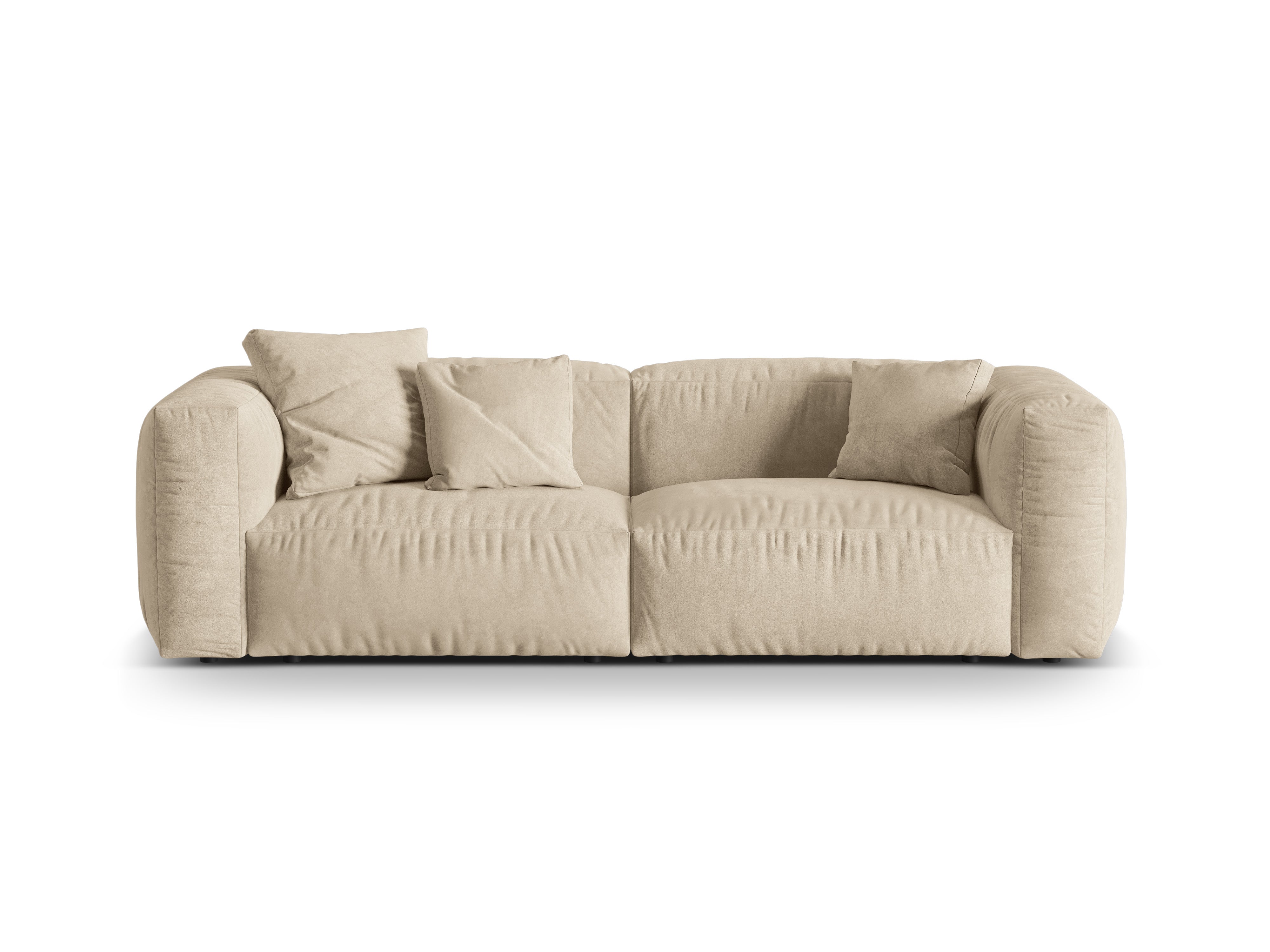 Velvet sofa 3-seater Martin light beige
