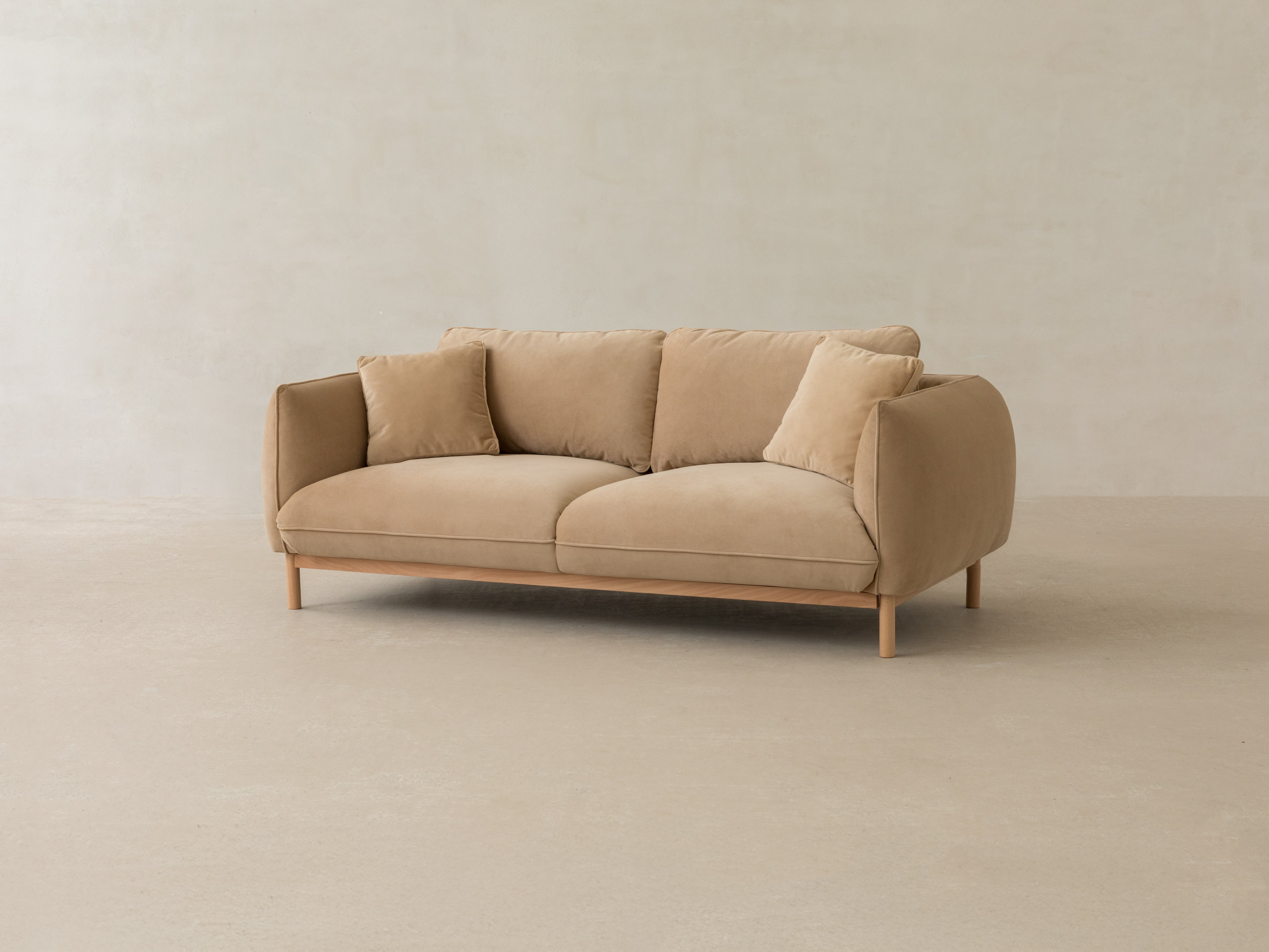 ADA Light Brown Velvet 2-Seater Sofa