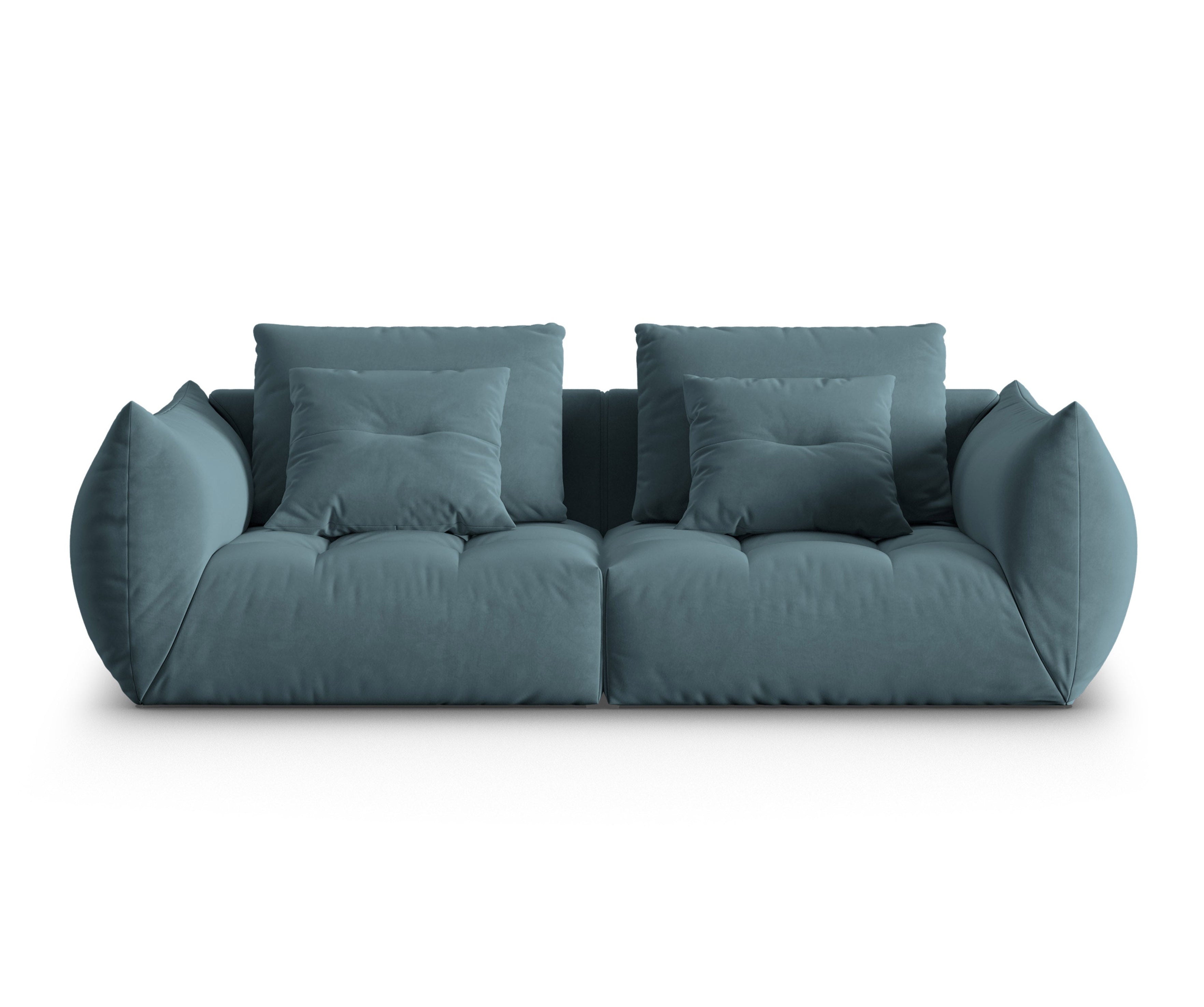 Samtsofa 3-Personen Pastellblau Blüte