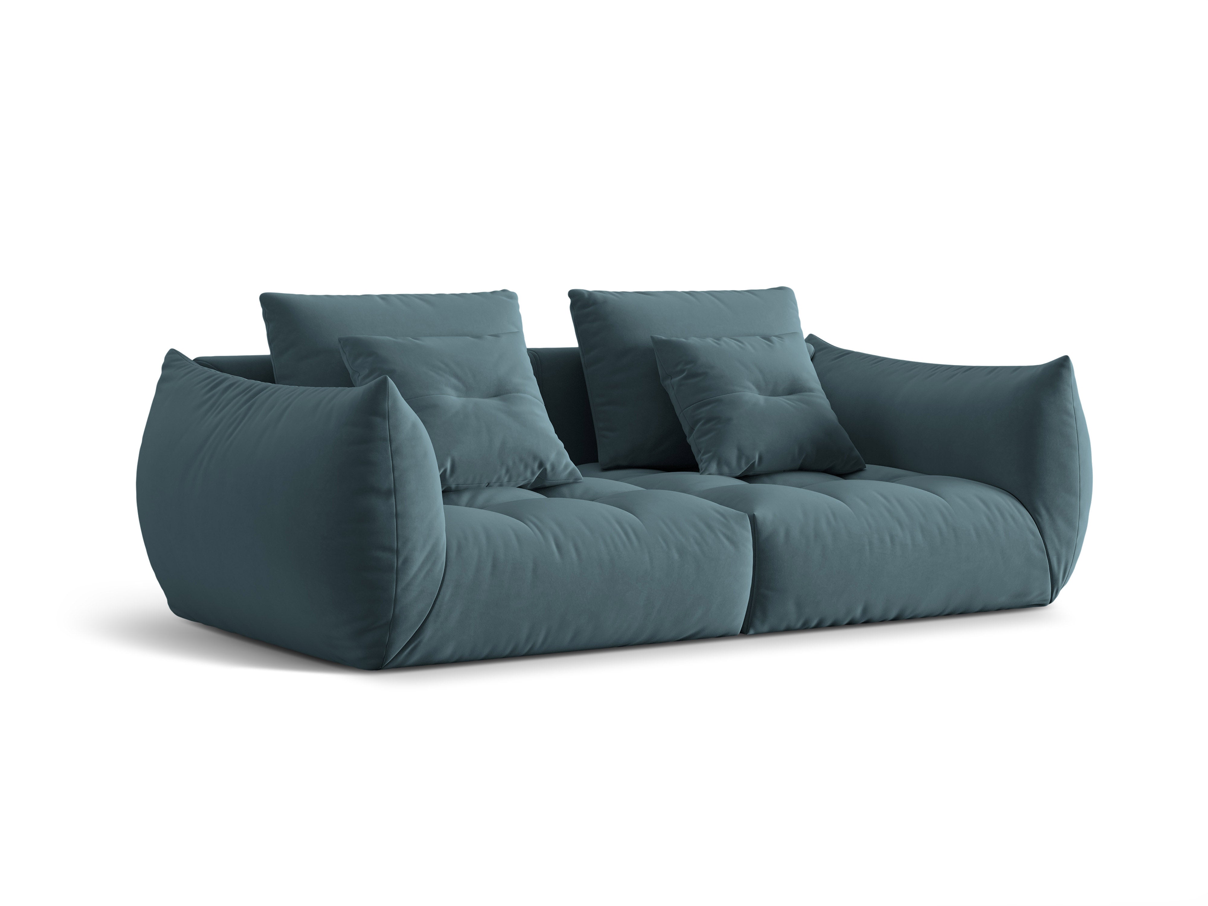 Samtsofa 3-Personen Pastellblau Blüte