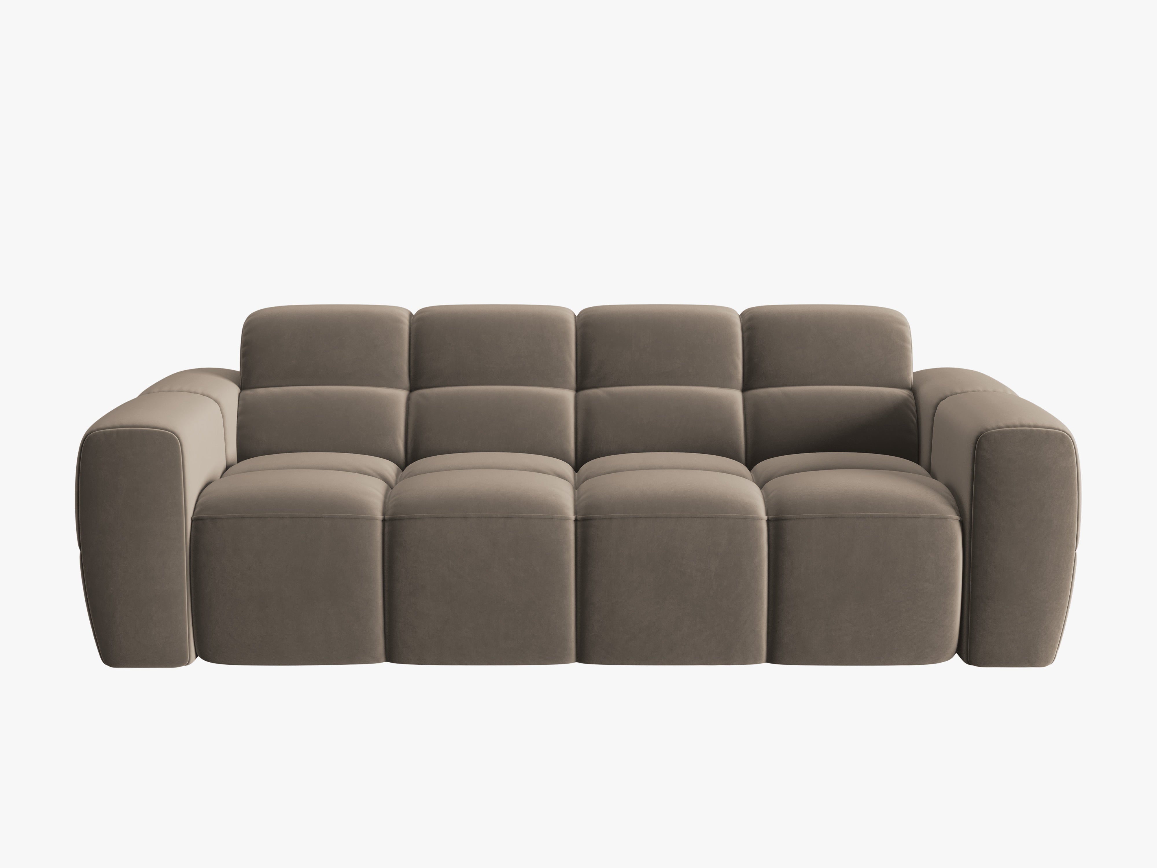 Velvet 3-Seater Sofa LISA Light Brown