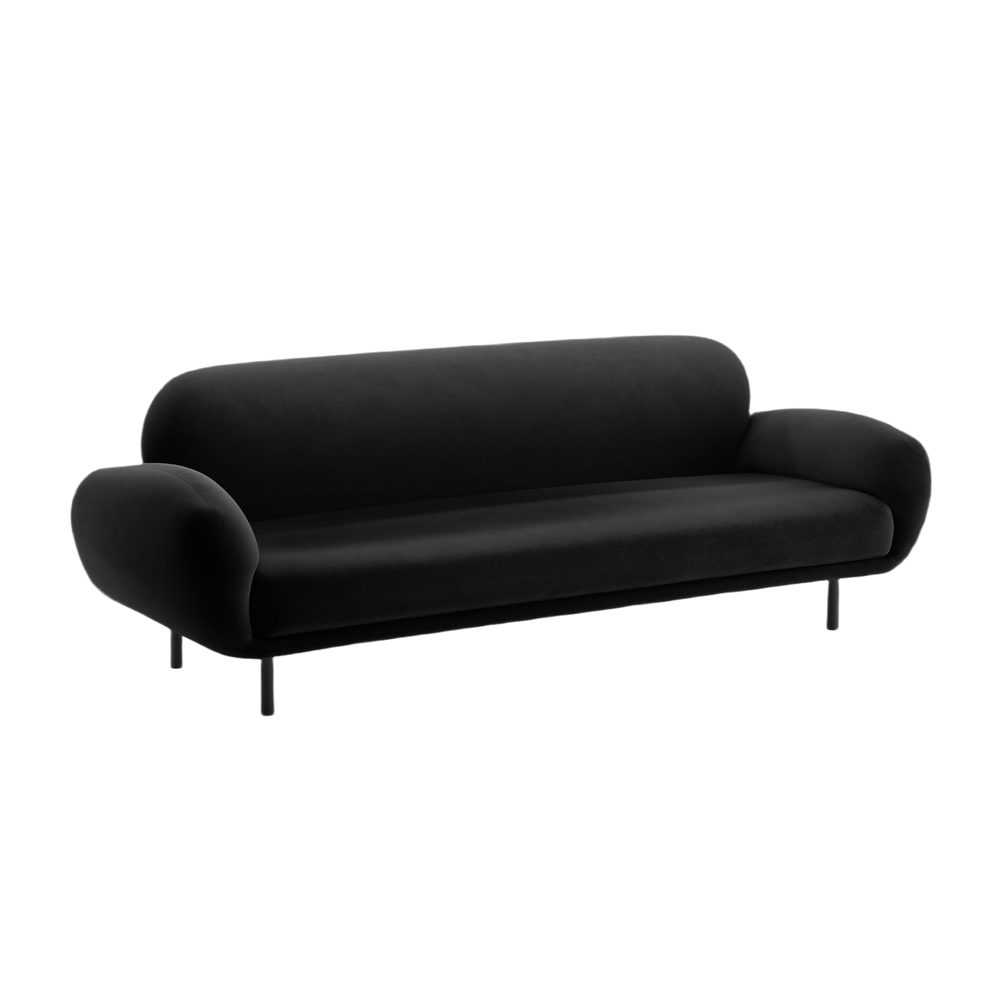 Sofa aus Samt 3-sitzig POPPY schwarz