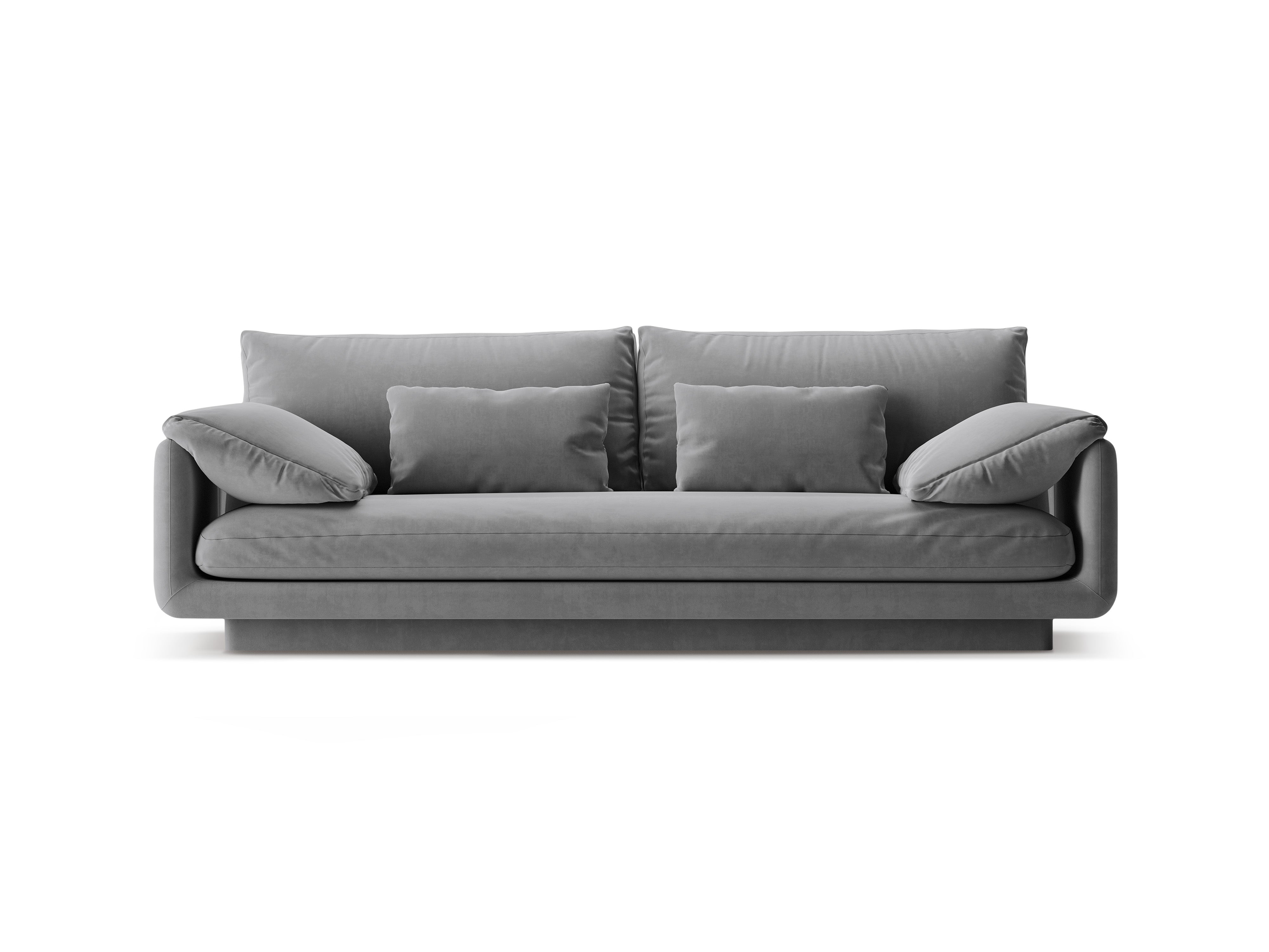 Samtsofa 3-Personen-Torino hellgrau