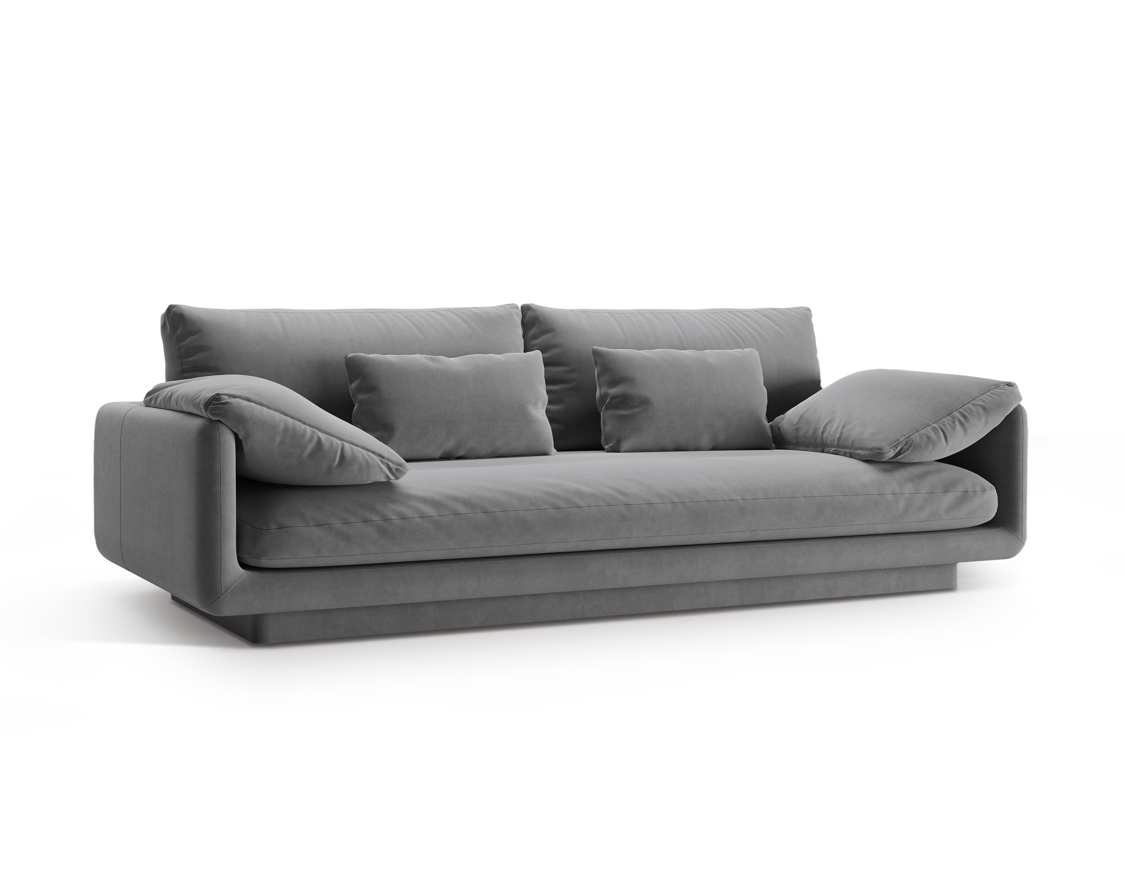 Samtsofa 3-Personen-Torino hellgrau