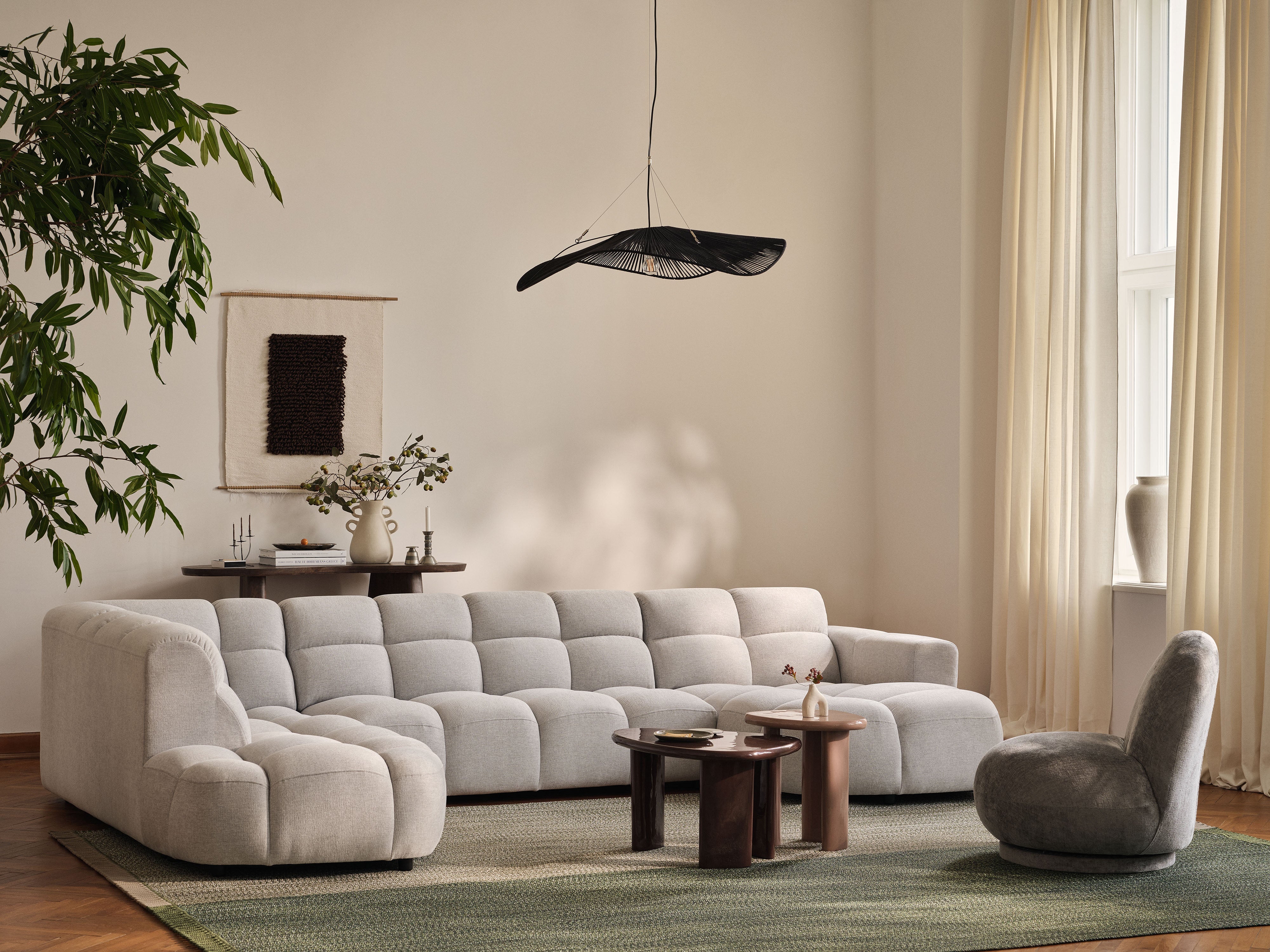 3-seater sofa LISA light gray chenille