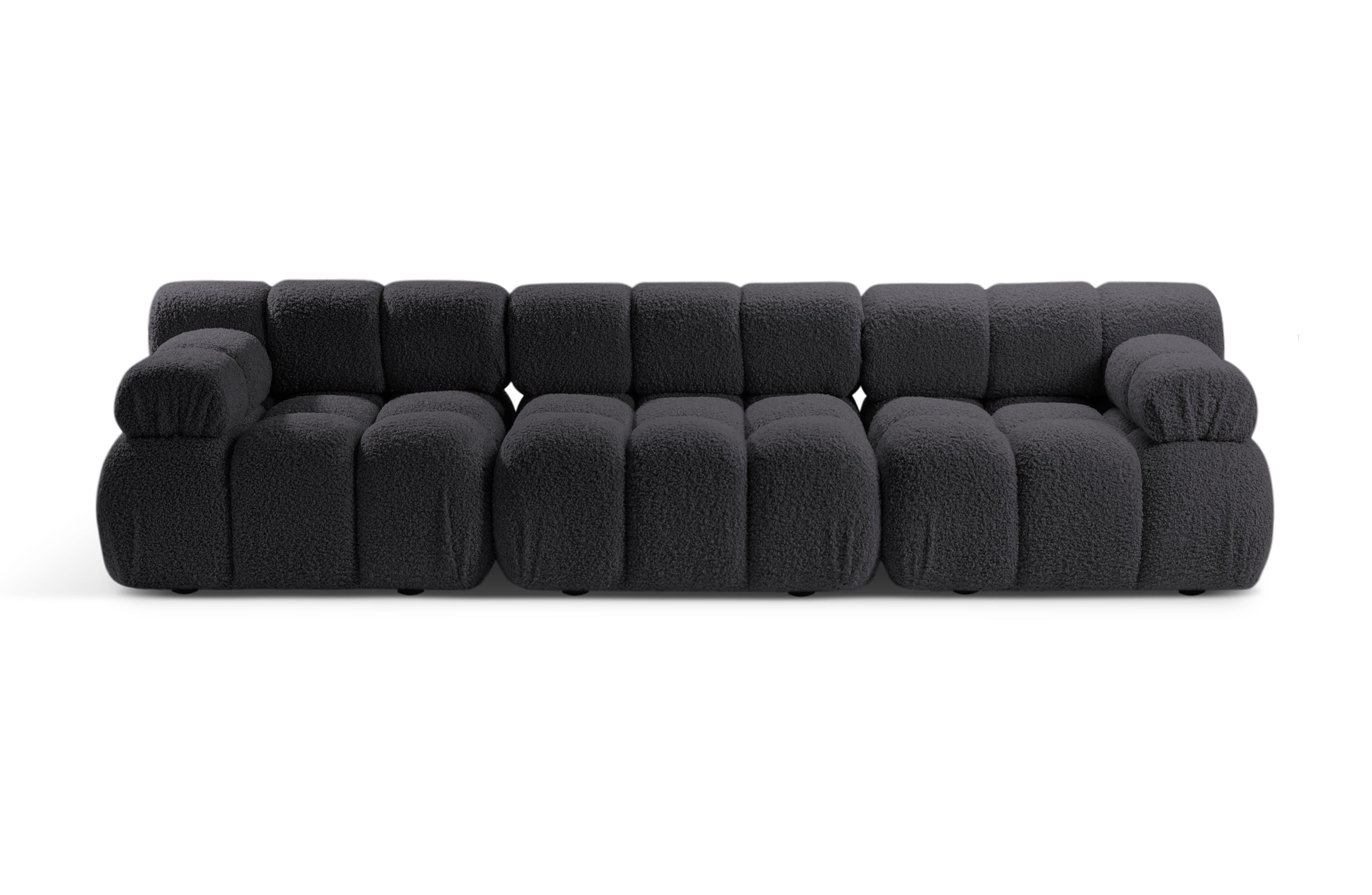 Modulares 3-Sitzer Sofa BELLIS in grafitfarbenem Boucle