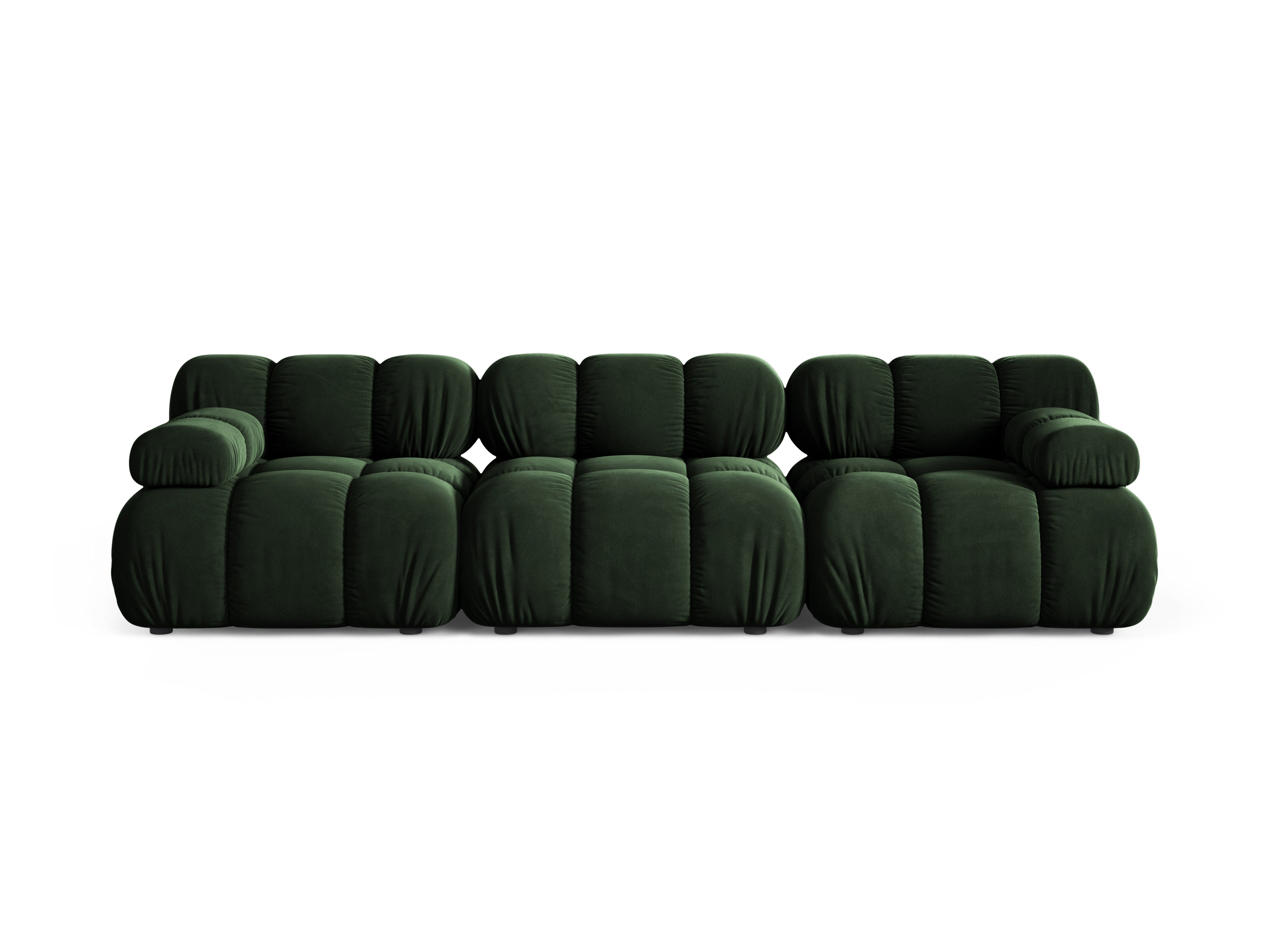 Modulares 3-Sitzer-Sofa BELLIS in Flaschengrün Velours