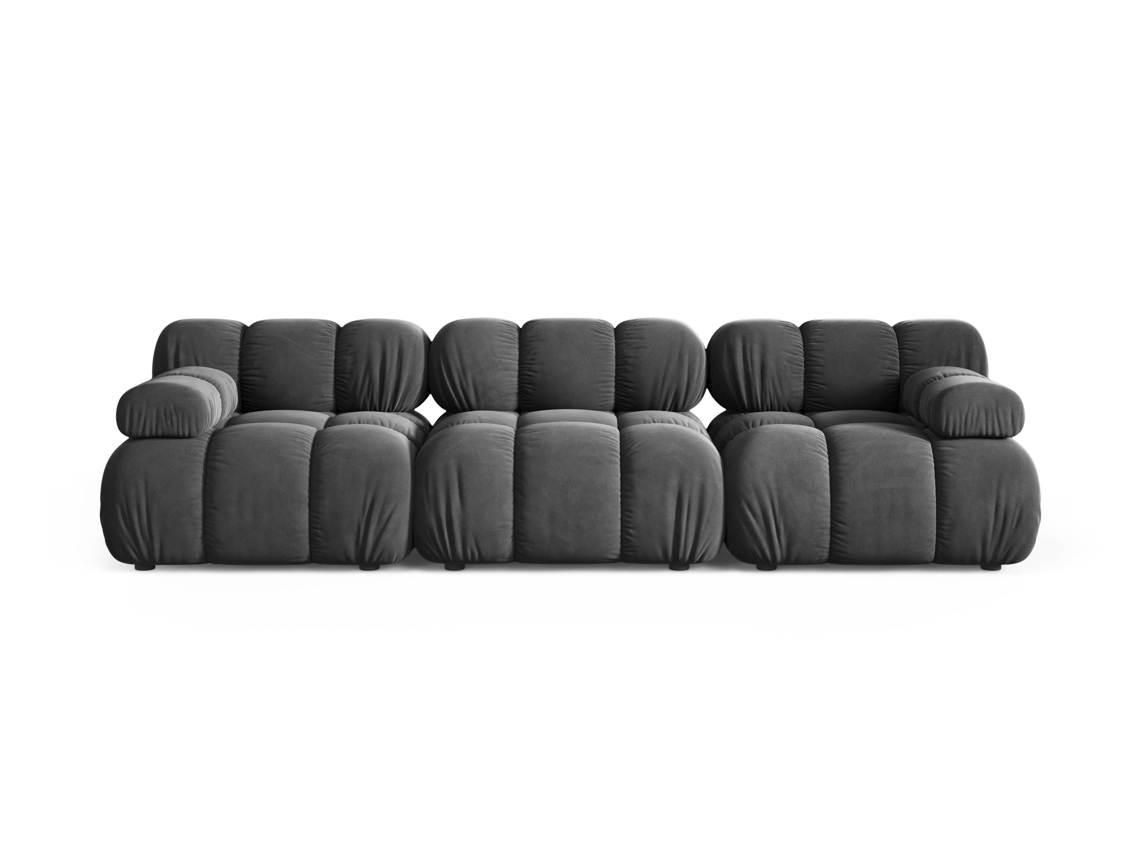 Modulares 3-Sitzer-Sofa BELLIS aus grauem Velours