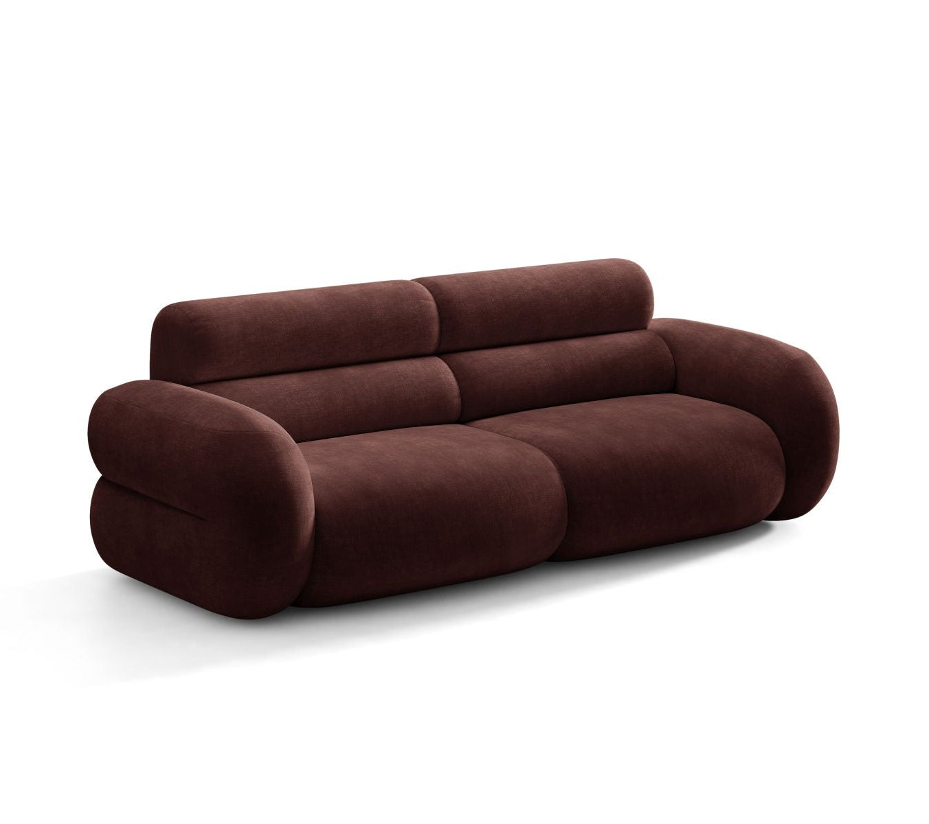 Sofa für 3 Personen NEO in kirschrotem Chenille