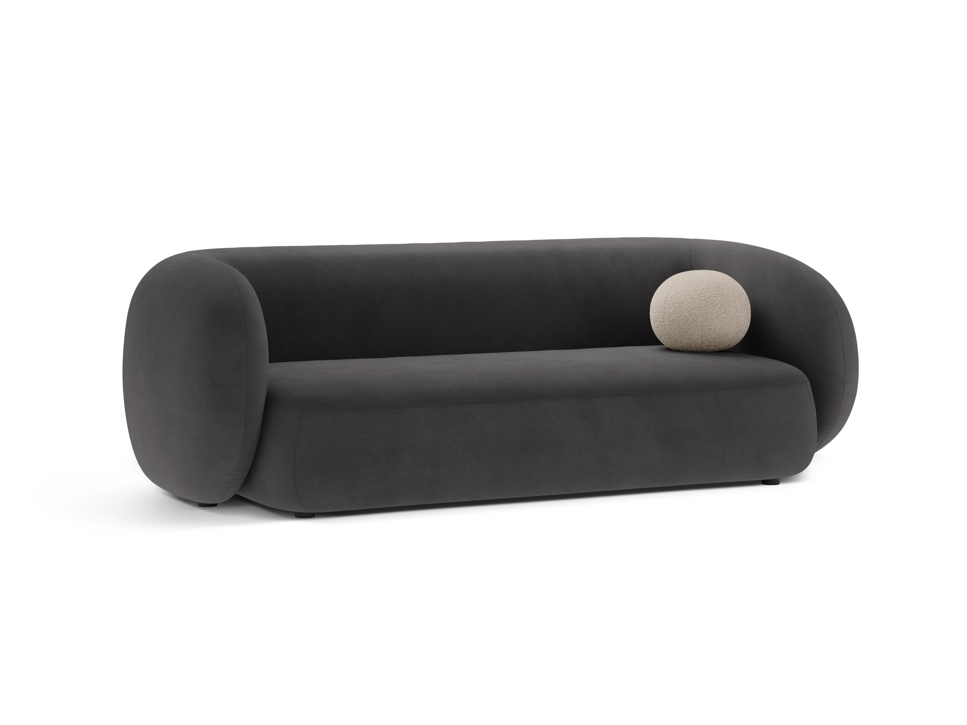 Velvet 3-Seater Sofa KATE Dark Gray