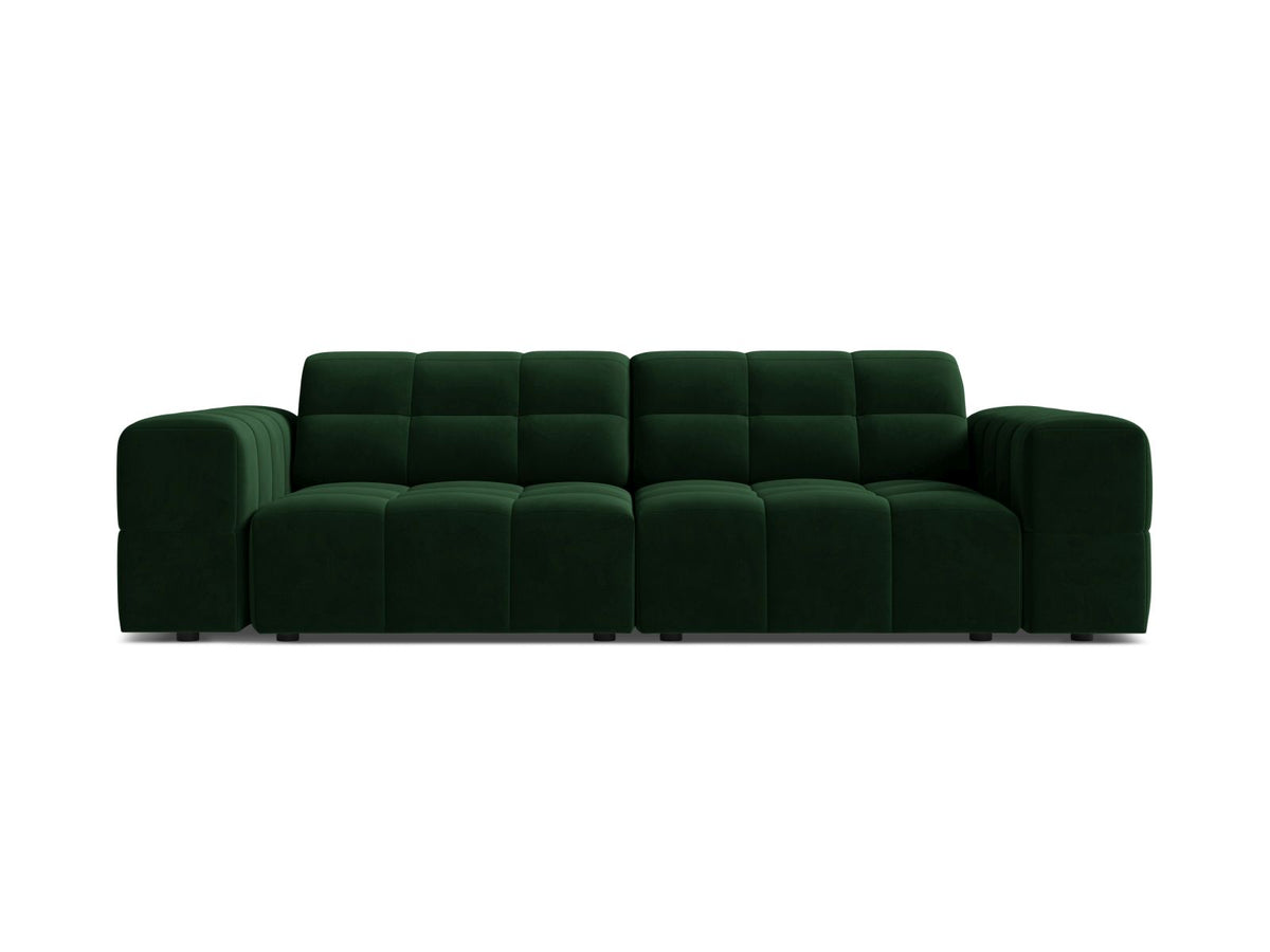 Sofa aksamitna 3-osobowa JENNIFER butelkowa zieleń Bluvel – Micadoni