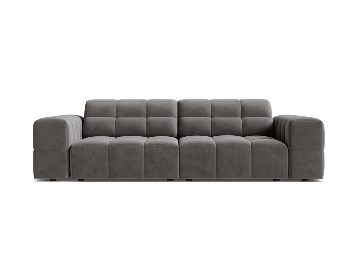 Sofa aksamitna 3-osobowa JENNIFER jasnoszary Bluvel – Micadoni