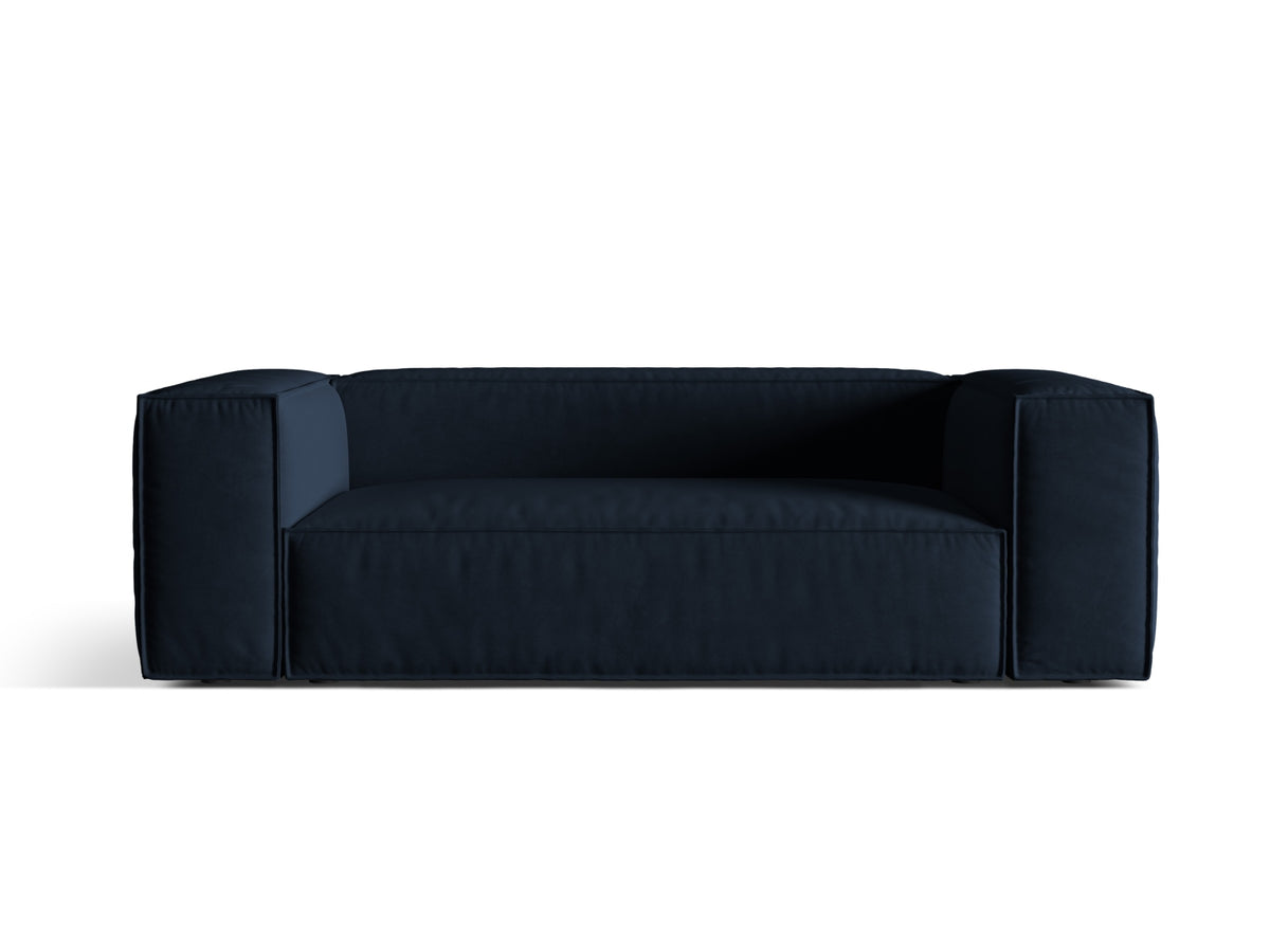 Sofa aksamitna 3-osobowa NURIA ciemnoniebieski – Micadoni