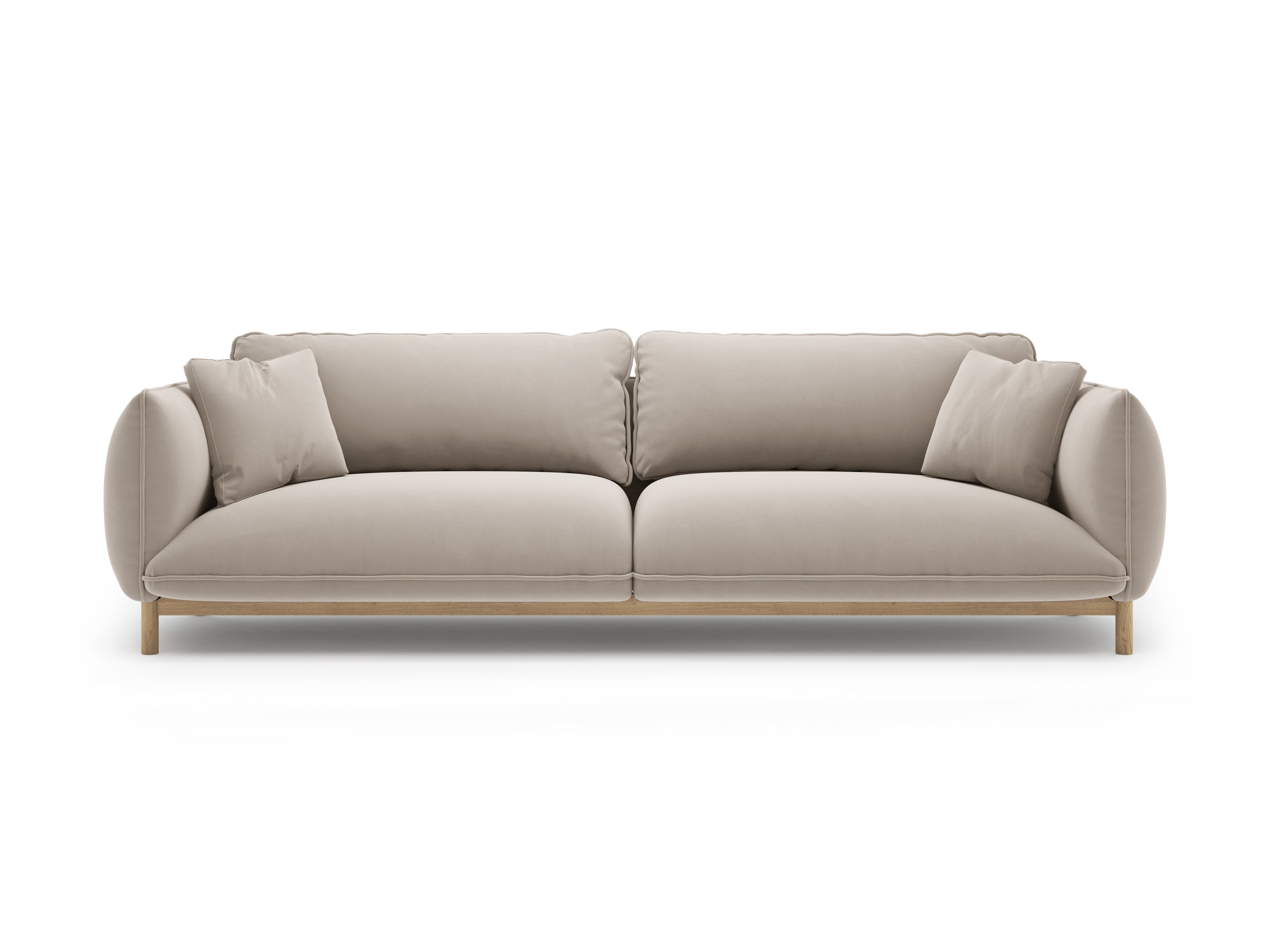 ADA Light Beige 4-Seater Velvet Sofa