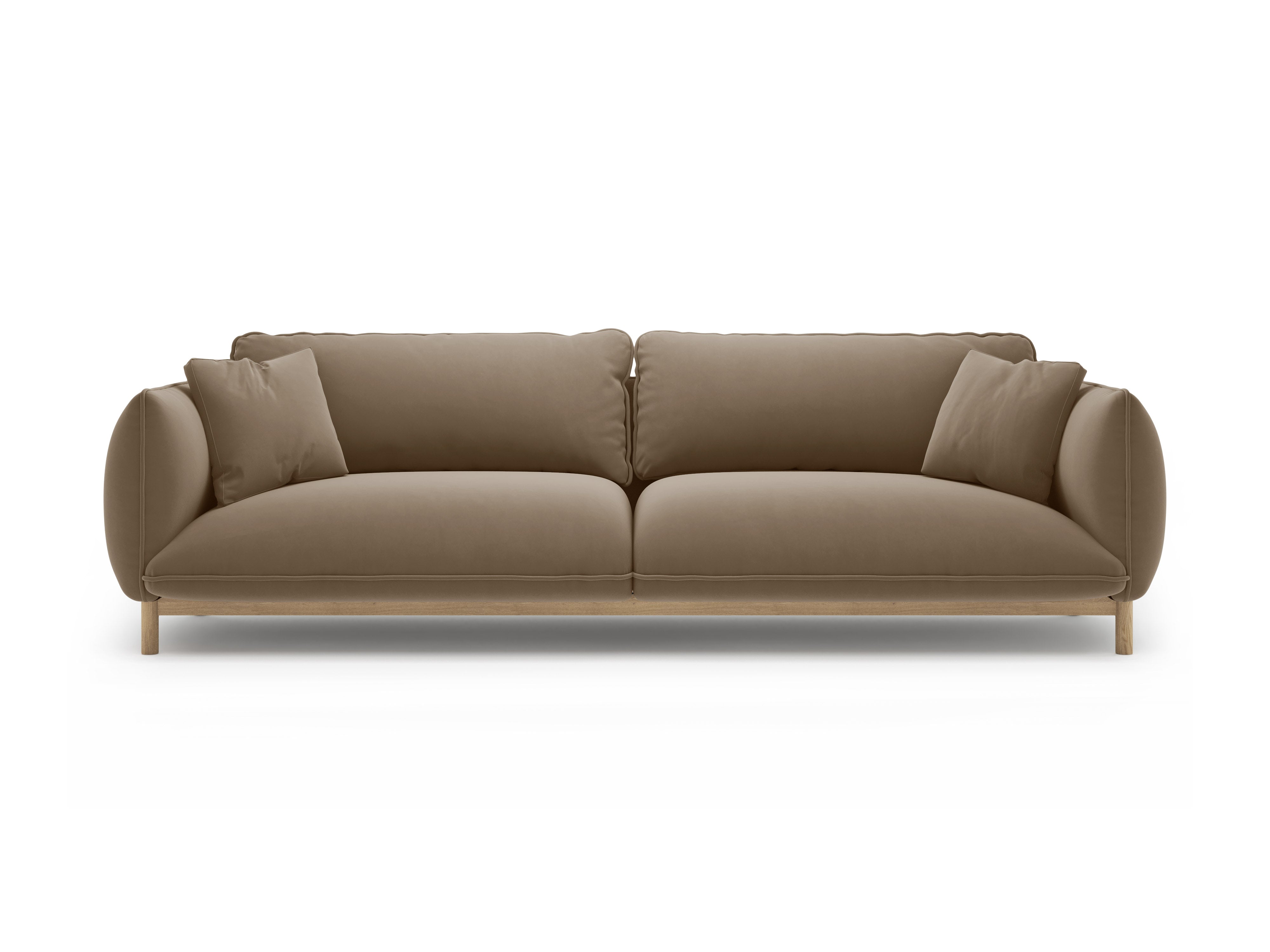 ADA velvet sofa for 4 people light brown