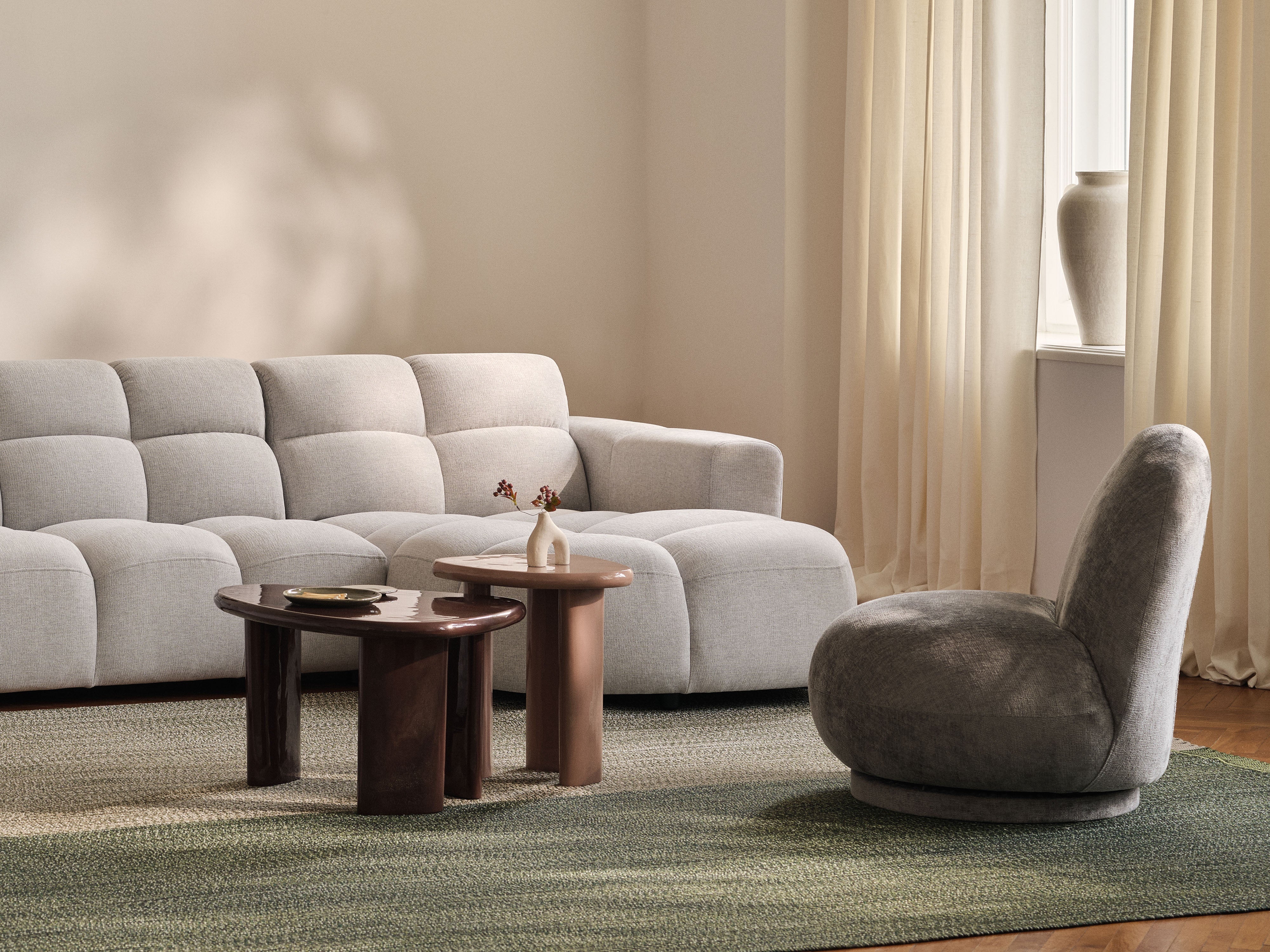 4-seater sofa LISA dark gray chenille