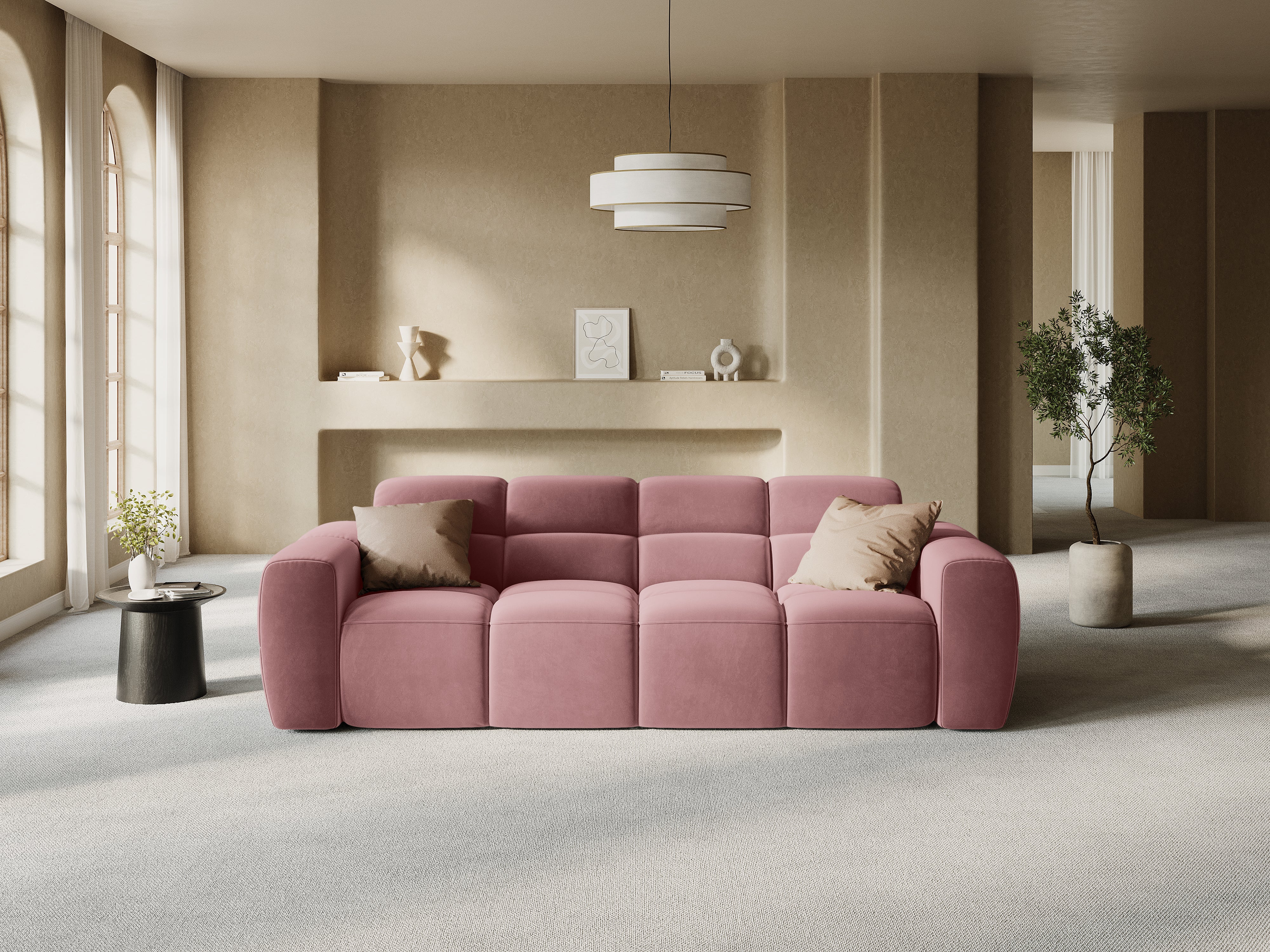 Velvet sofa for 4 people LISA pink