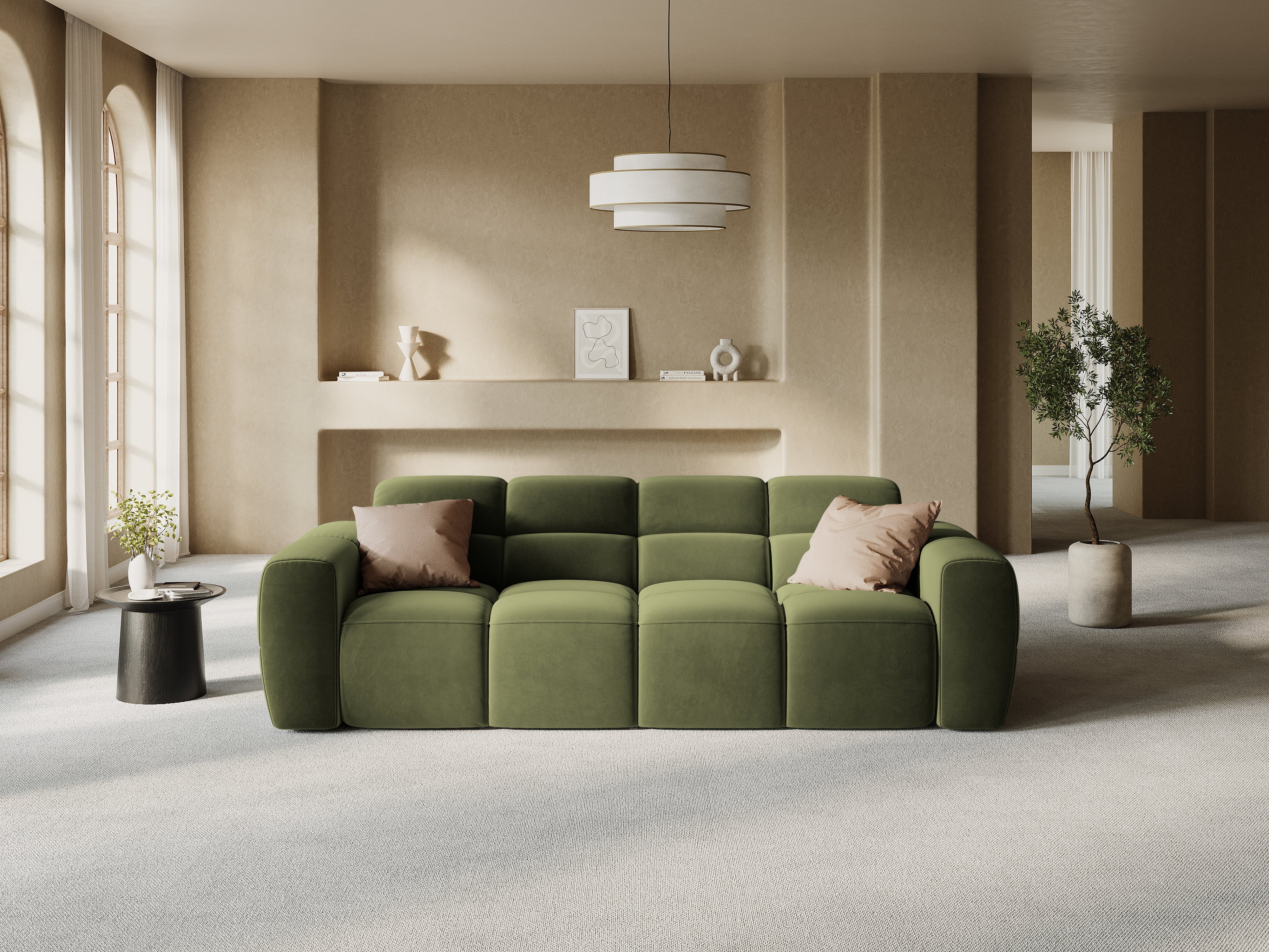 4-seater sofa LISA green chenille