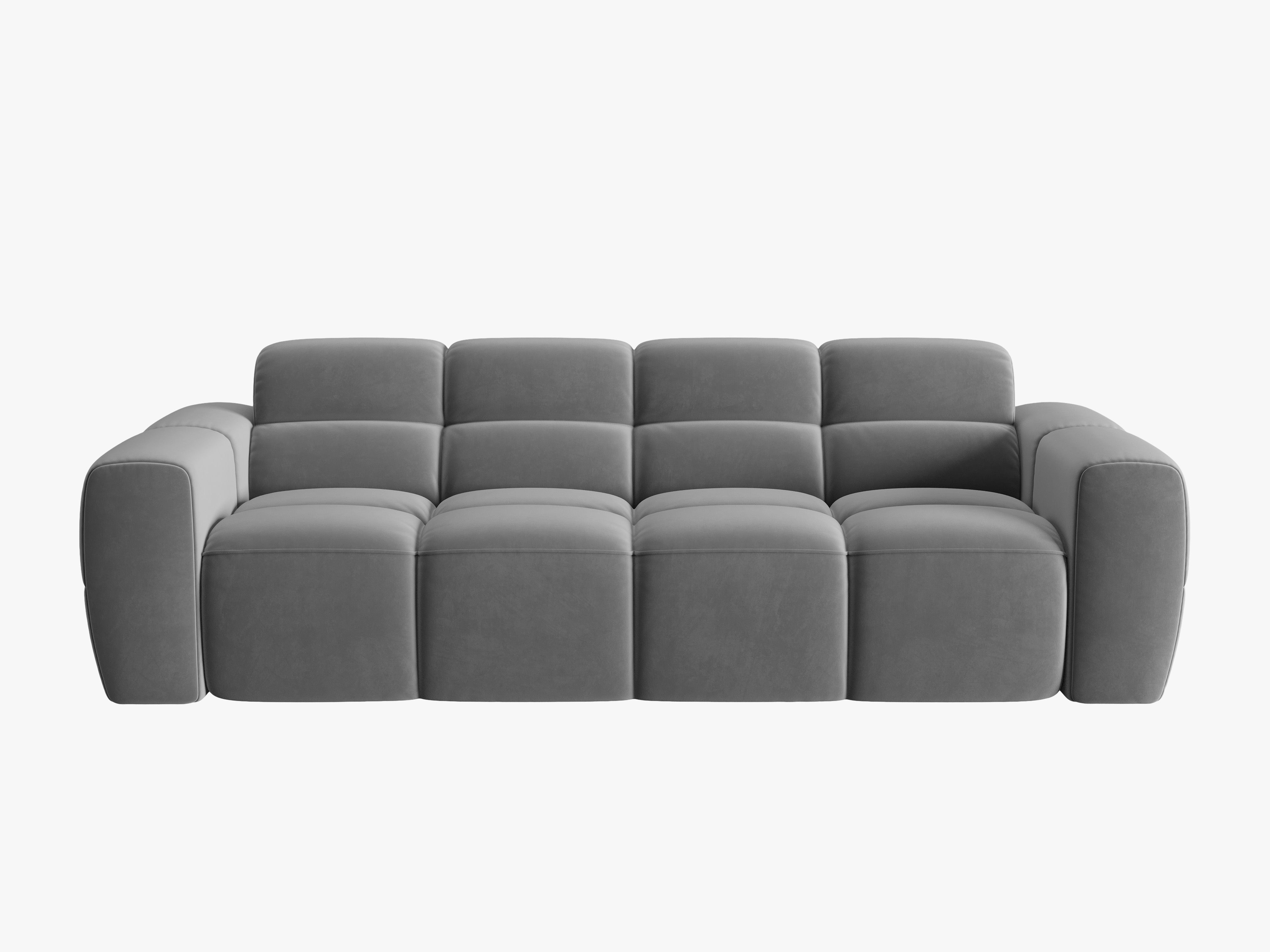 Velvet sofa for 4 people LISA light gray