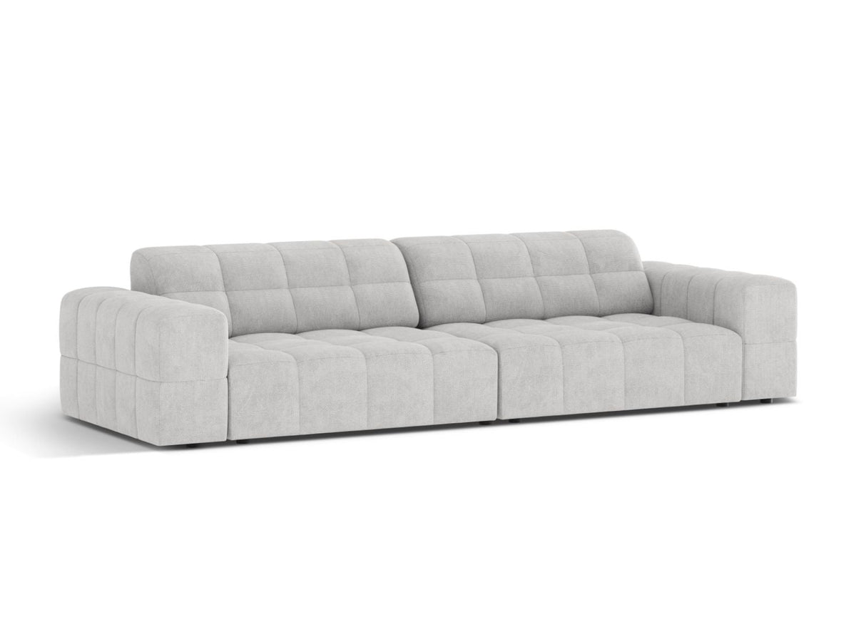 Sofa 4-osobowa JENNIFER srebrny szenil – ujęcie boczne