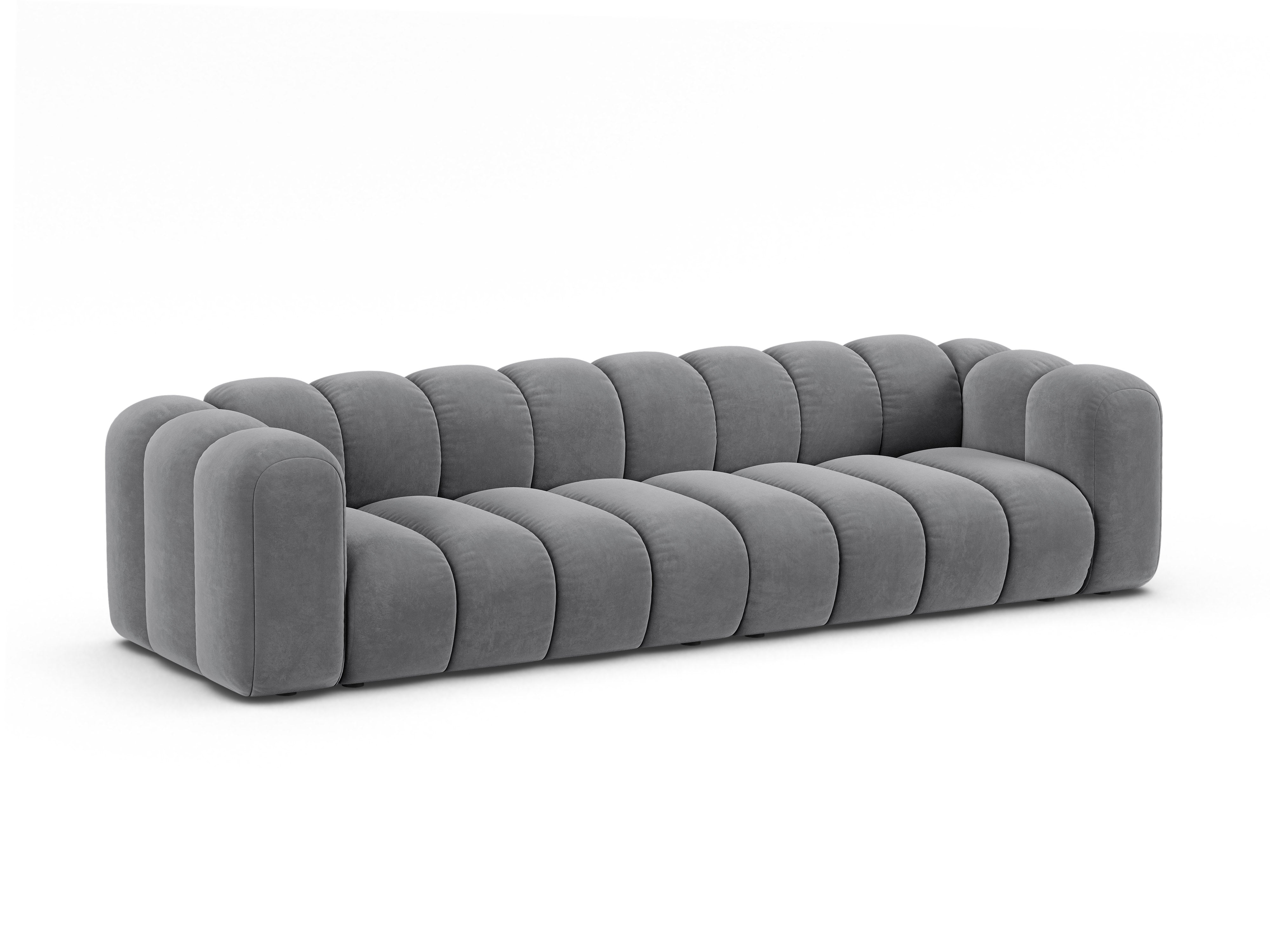 Sofa aus Samt für 4 Personen LUPINE grau