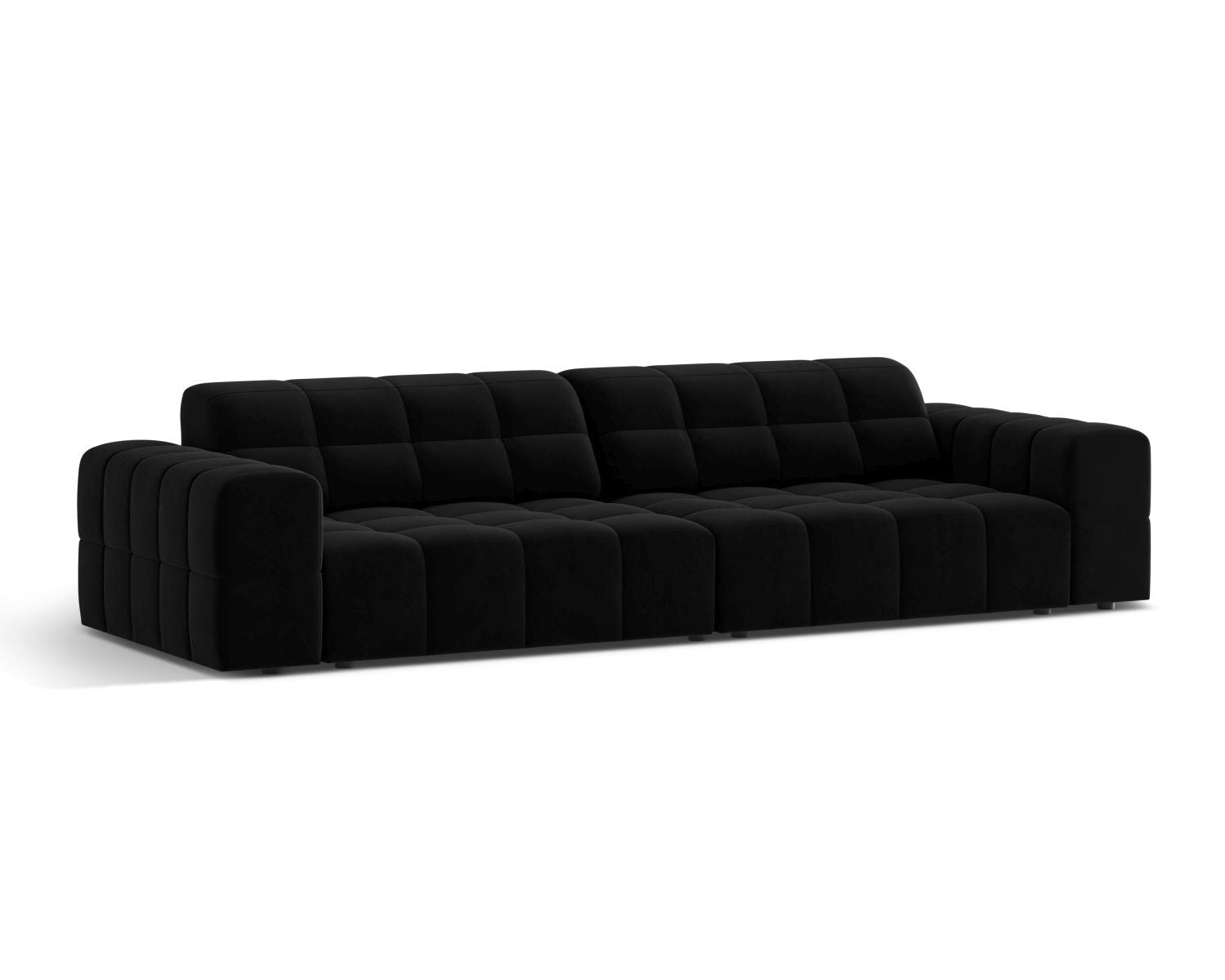 Sofa aksamitna 4-osobowa JENNIFER czarny Bluvel – ujęcie boczne