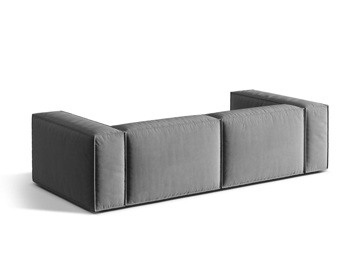 Sofa aksamitna 4-osobowa NURIA szary – ujęcie tylne