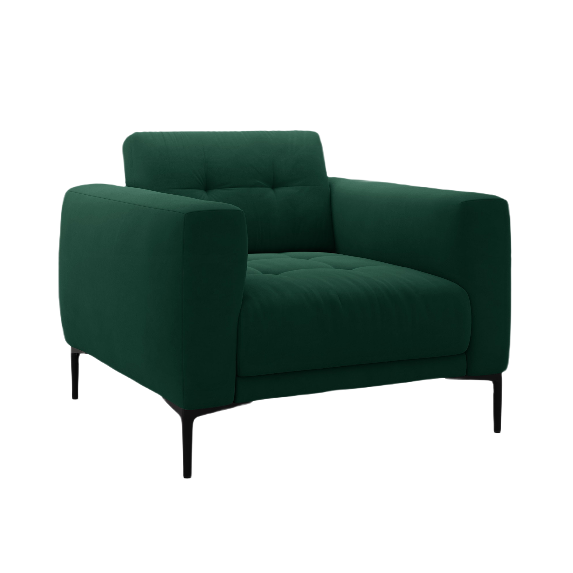 Velvet armchair BEMY bottle green
