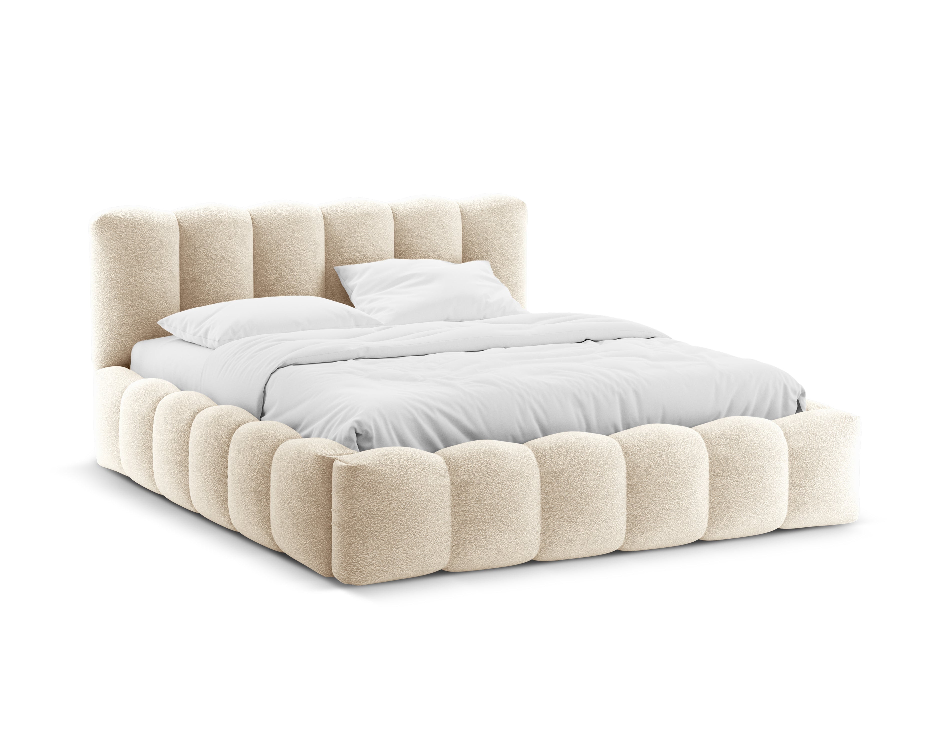 Bett mit Stauraum LUPINE beige boucle