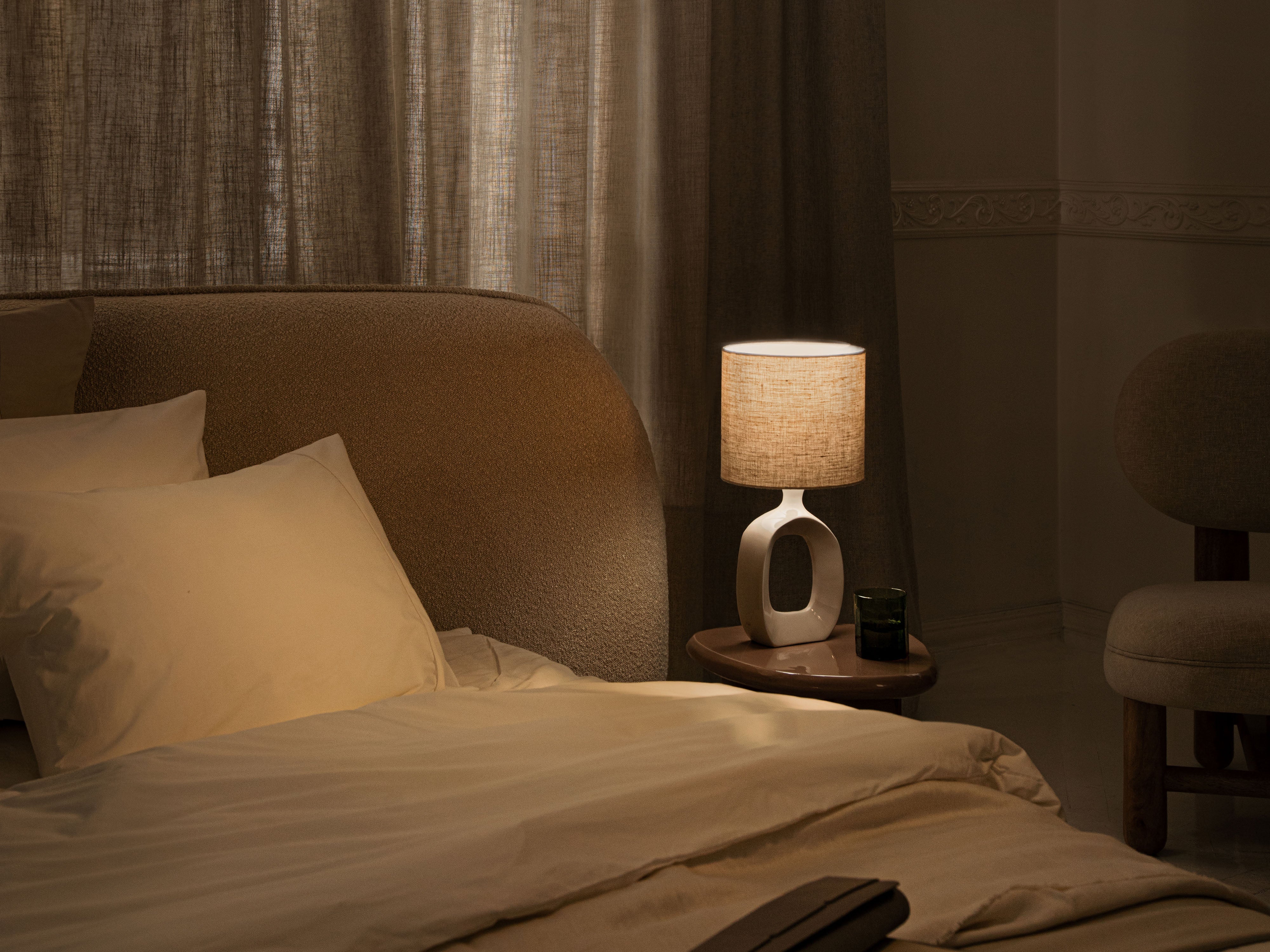 Bett OVALO terrakotta Boucle