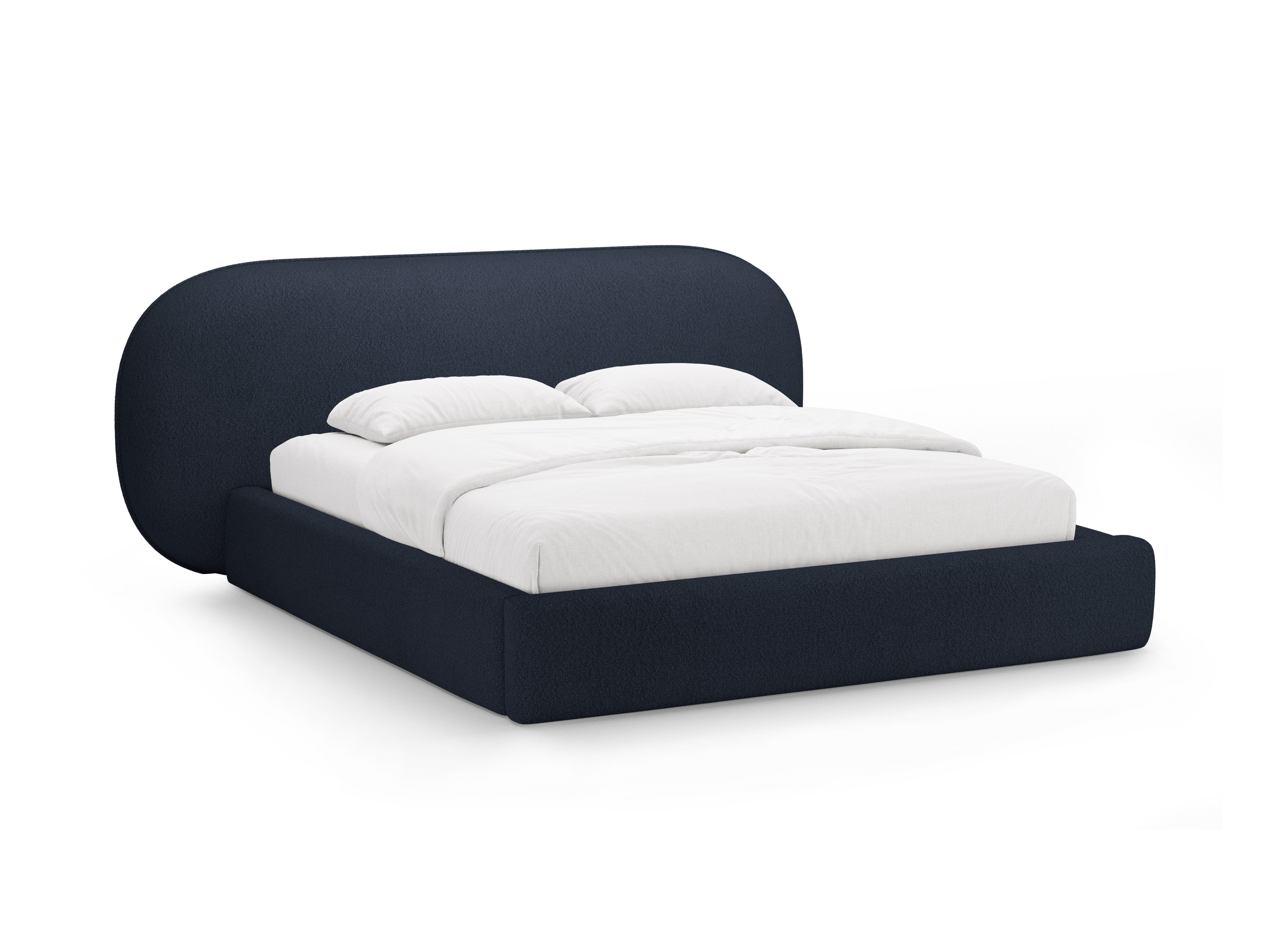 Bett OVALO dunkelblau Boucle