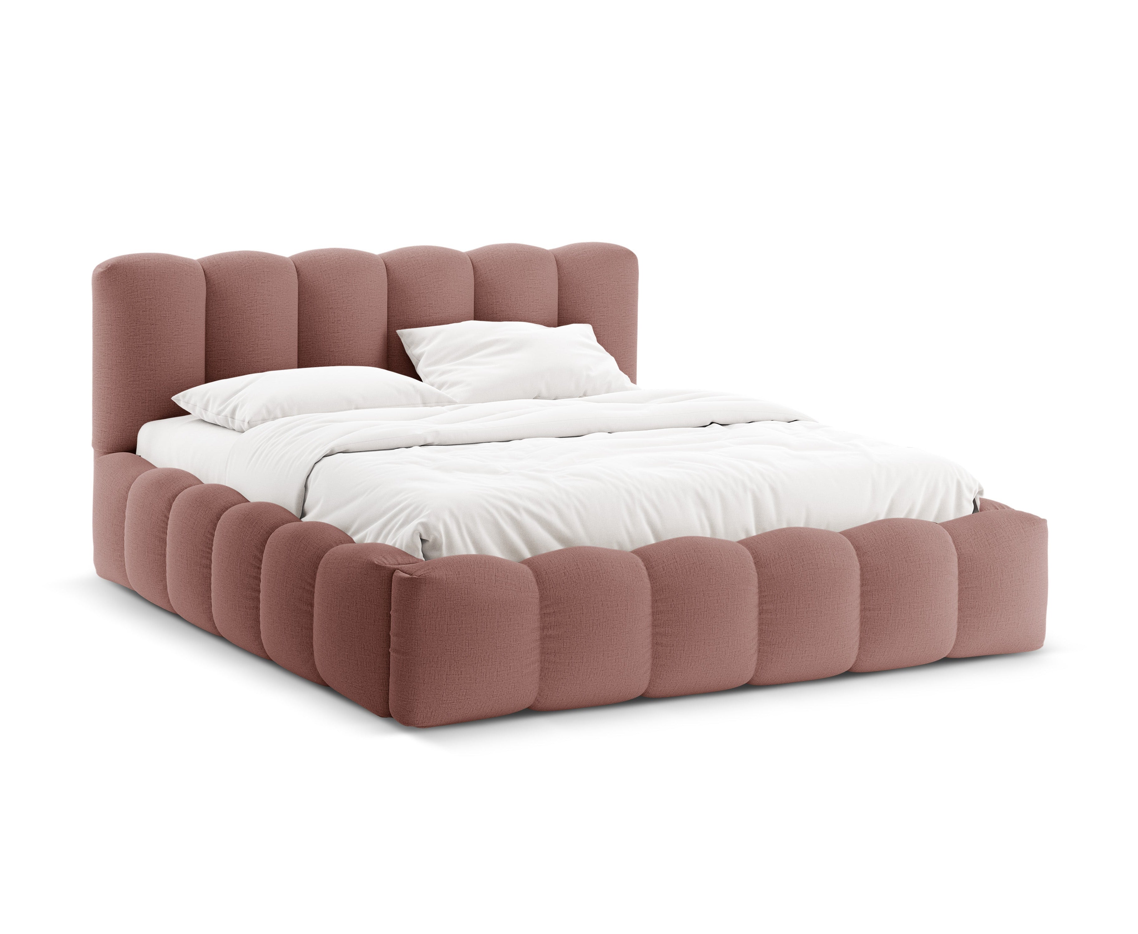 Bett mit Bettkasten LUPINE dunkelrosa