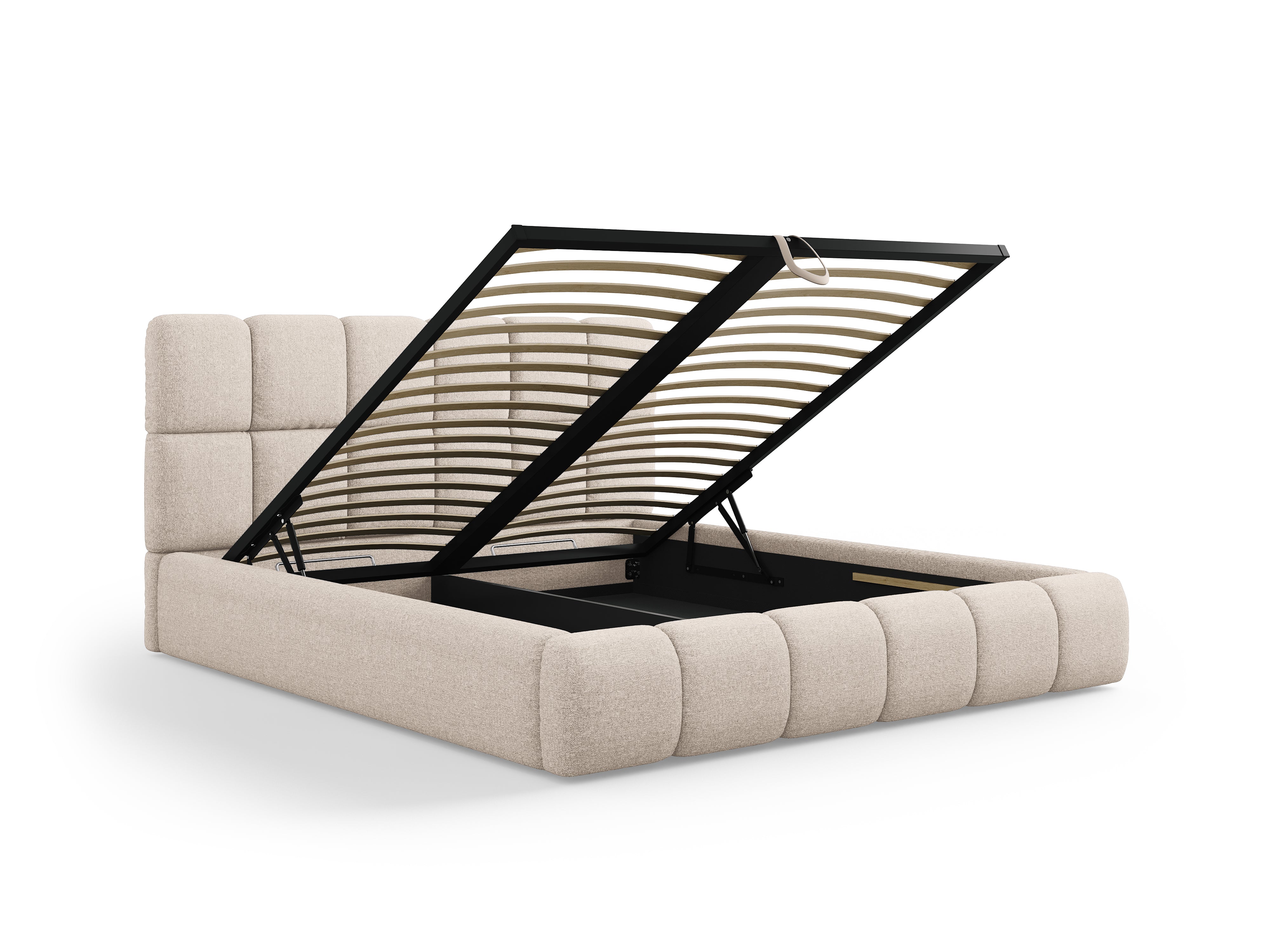 BELLIS Bett mit Bettkasten in beige, seidig schimmerndem Chenille