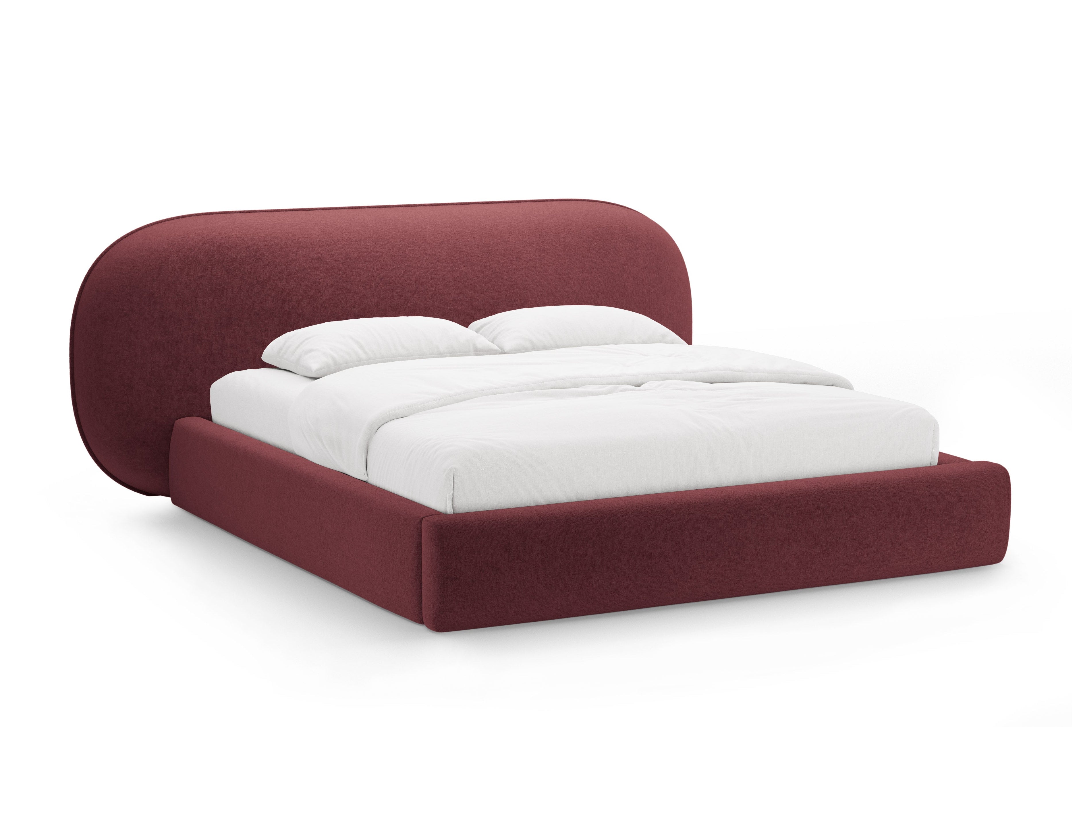 Bett OVALO kirschrot Chenille