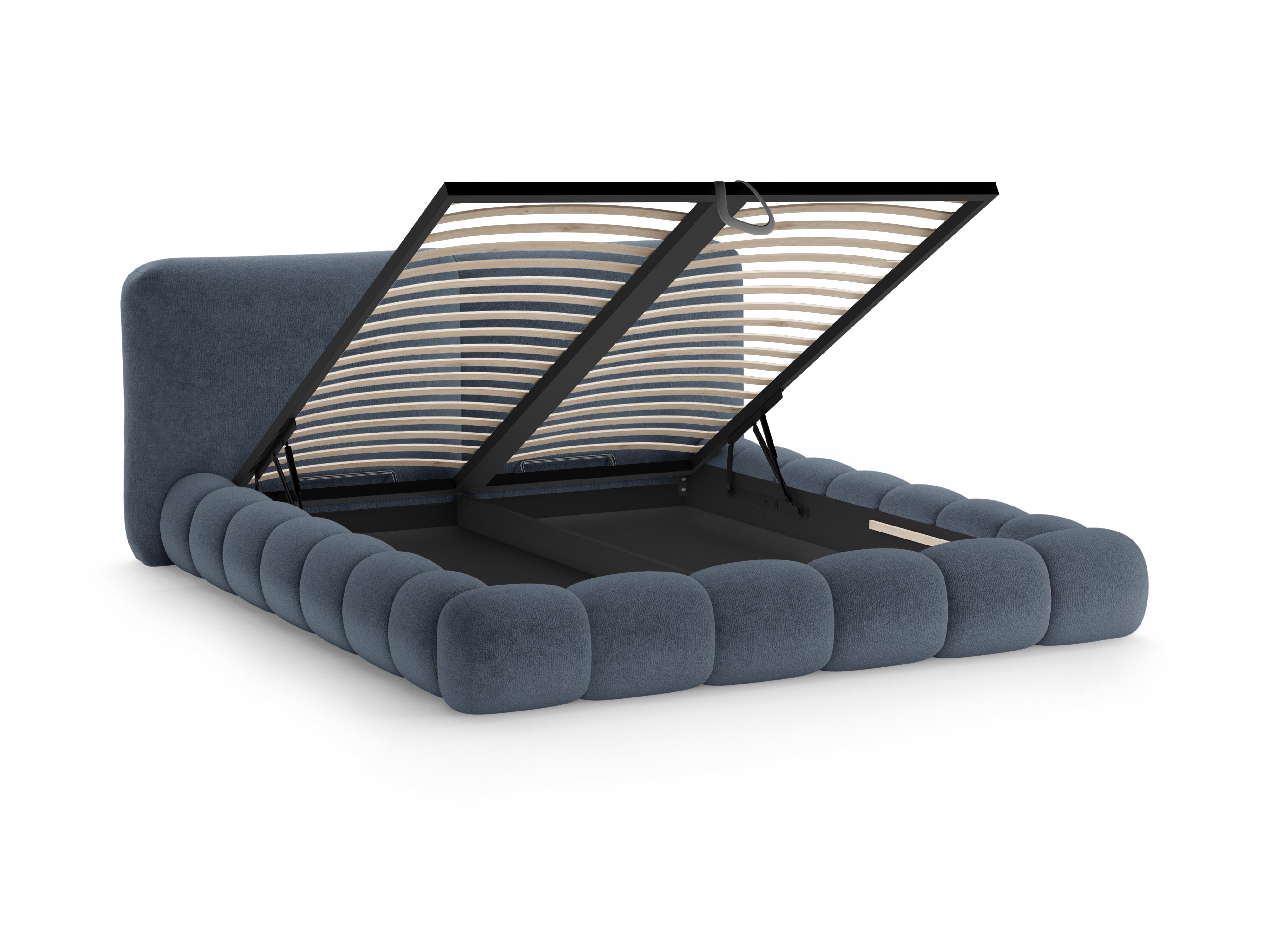 SOLANGE Bed Dark Blue Chenille