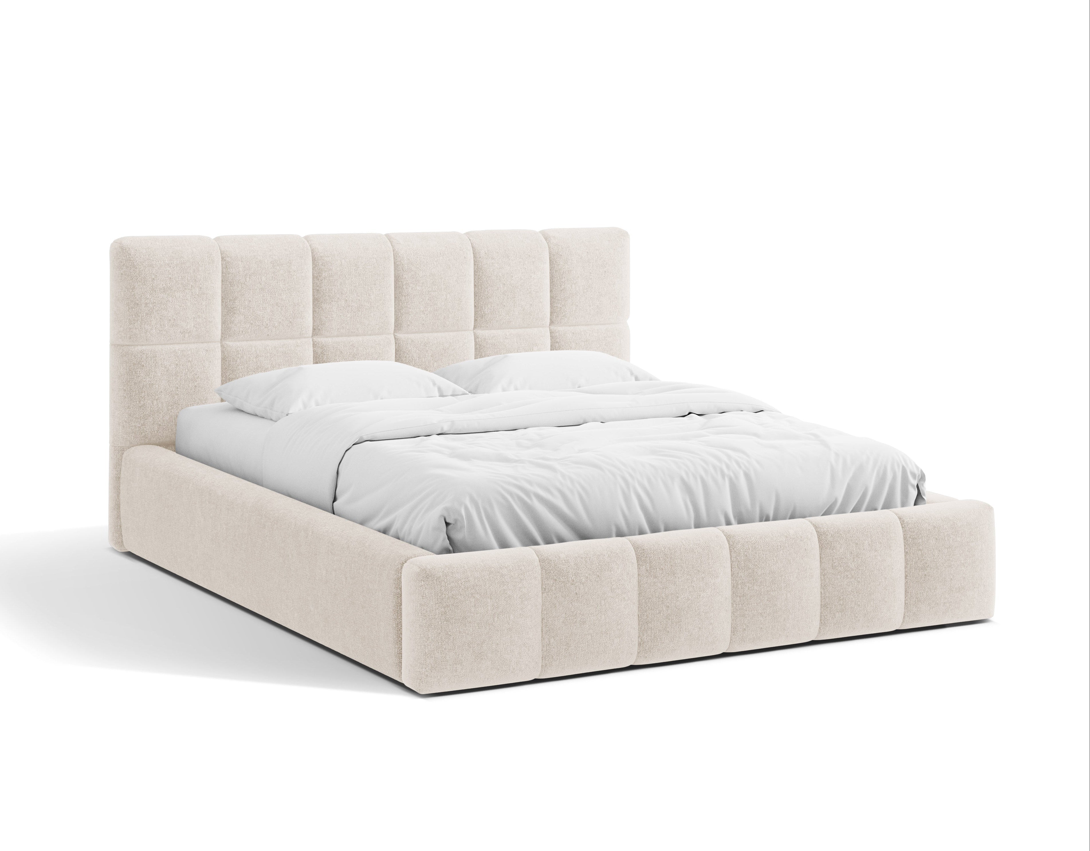 BELLIS Bett mit Bettkasten in hellbeigem Chenille