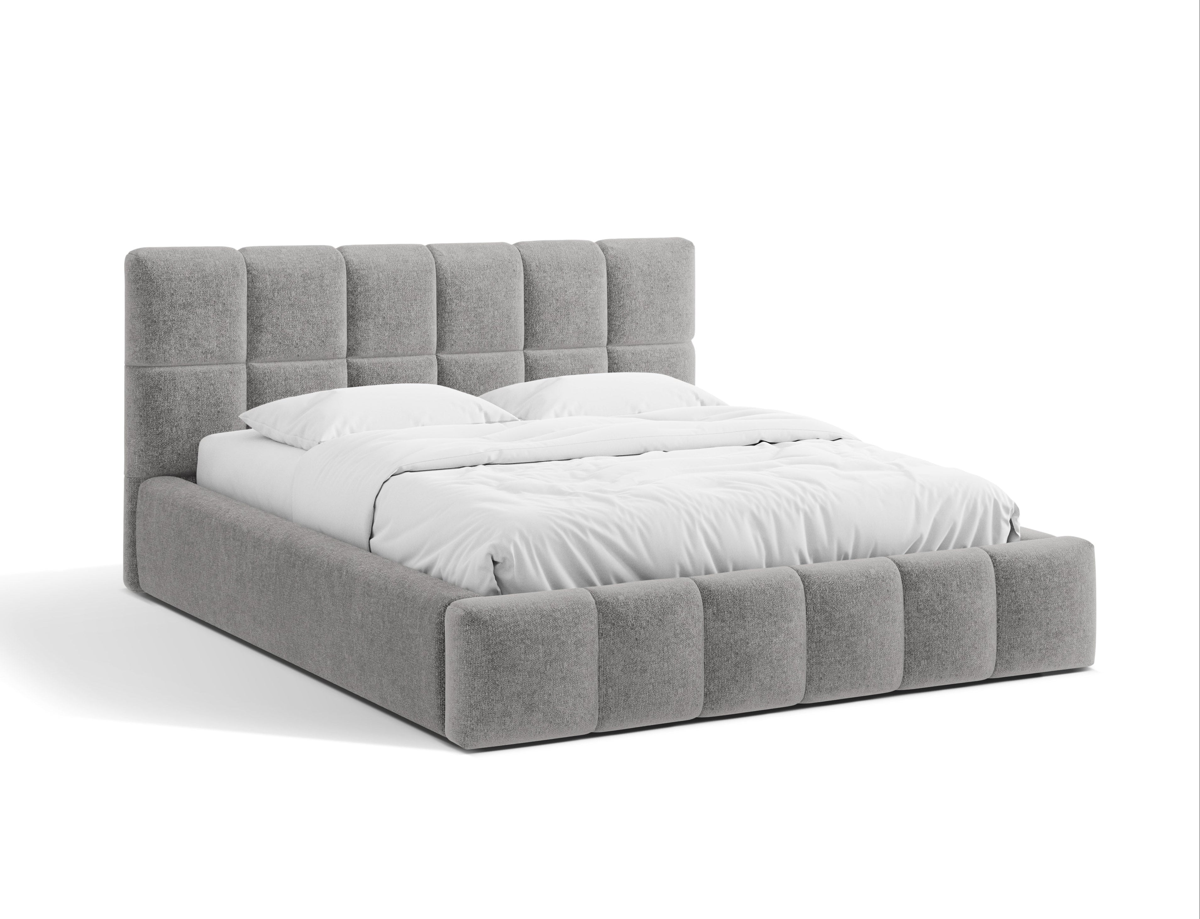 BELLIS Bett mit Bettkasten in grauem Chenille