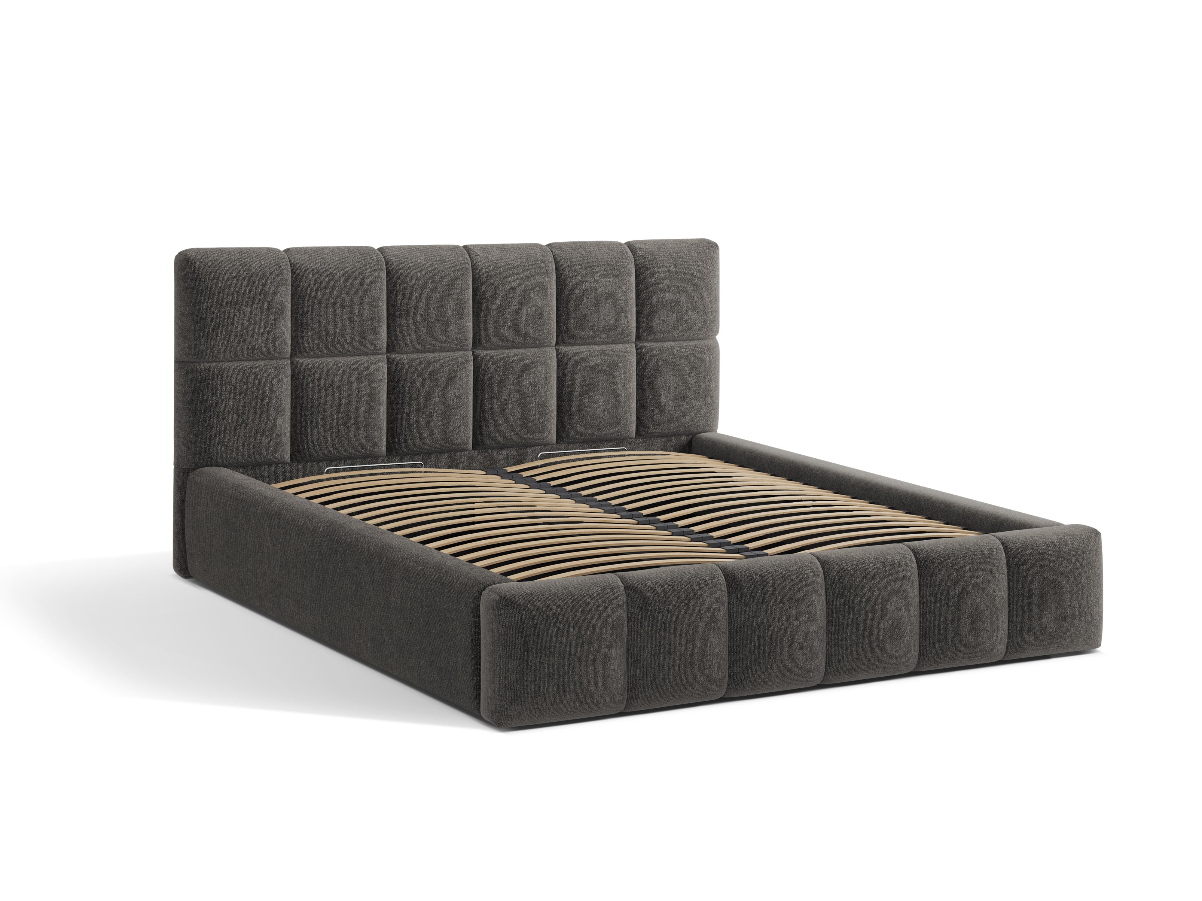 BELLIS Bett mit Bettkasten in dunkelgrauem Chenille