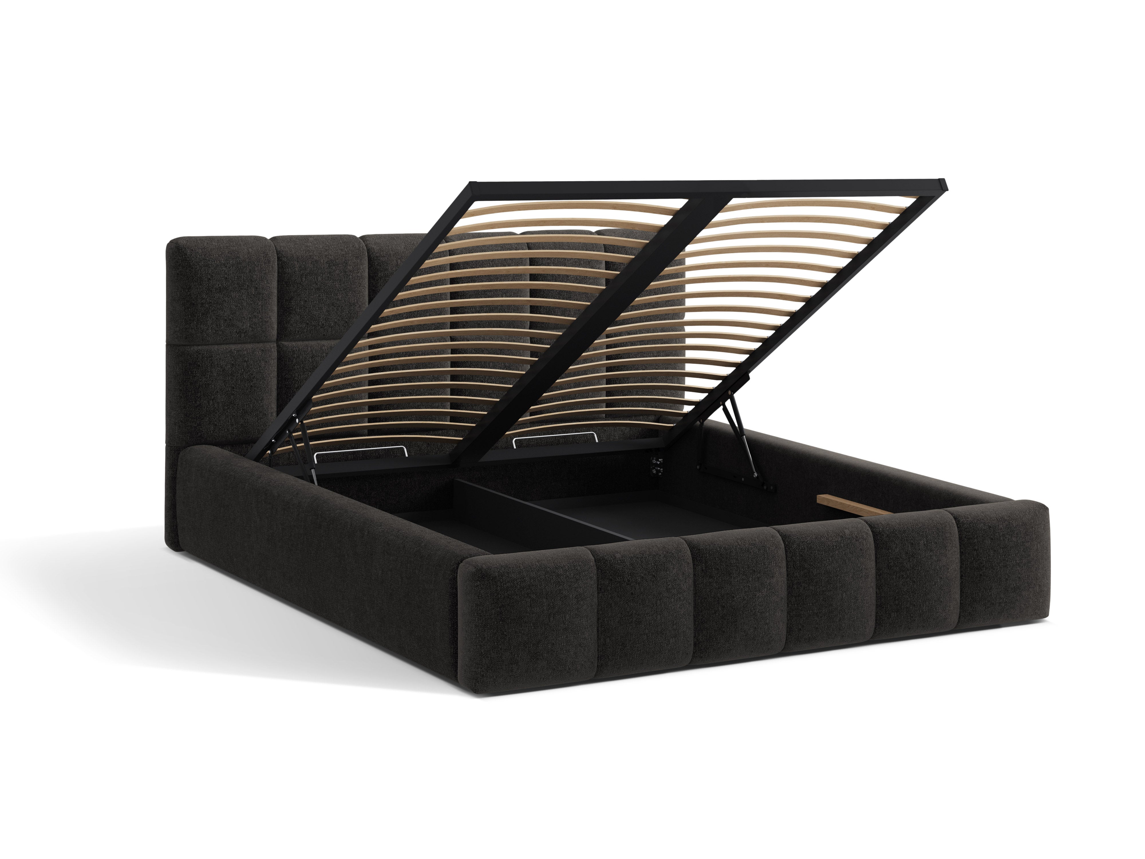BELLIS Bett mit Bettkasten in anthrazitfarbenem Chenille