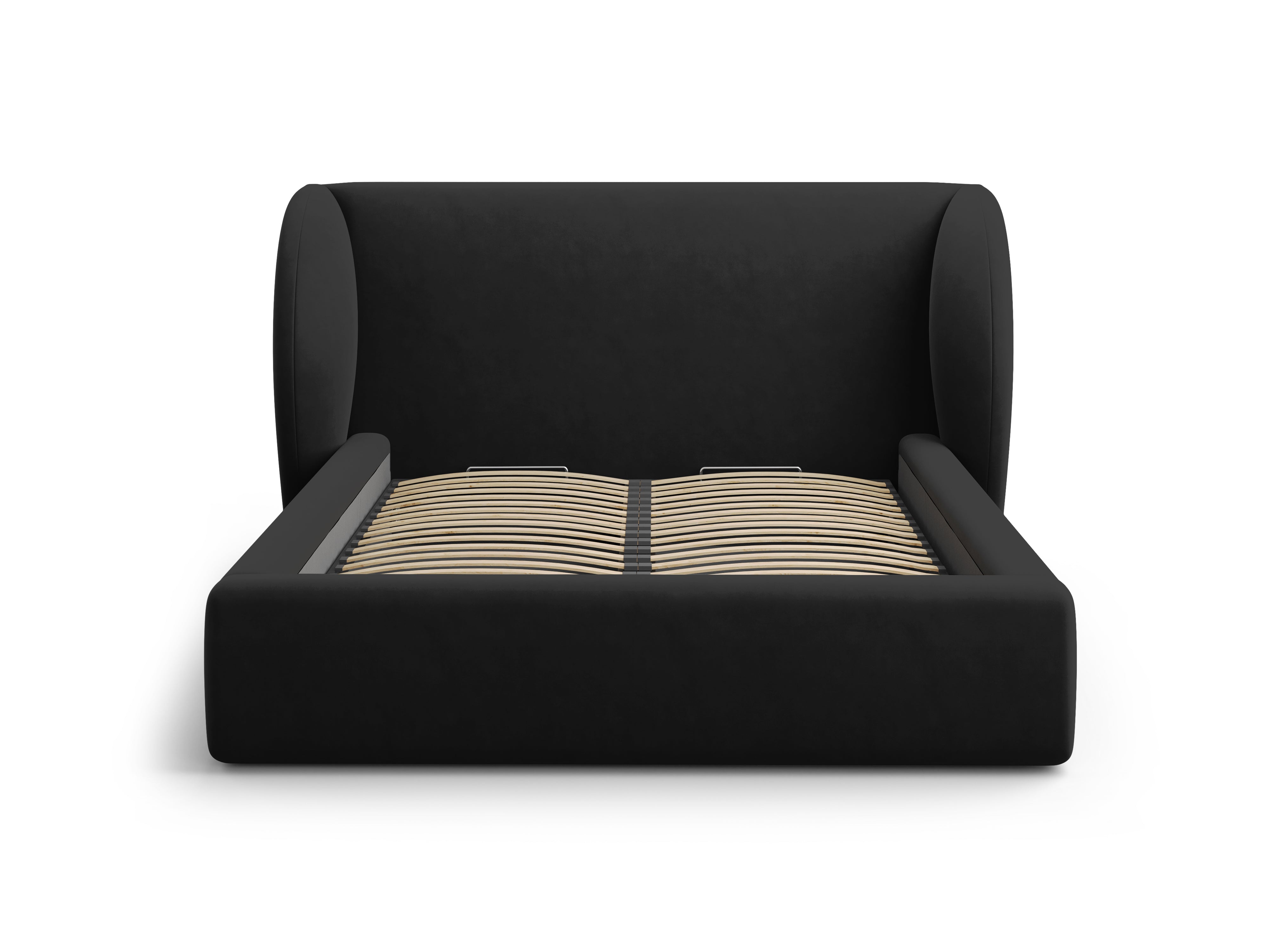 Łóżko aksamitne z pojemnikiem na pościel MILEY czarny Micadoni Eye on Design