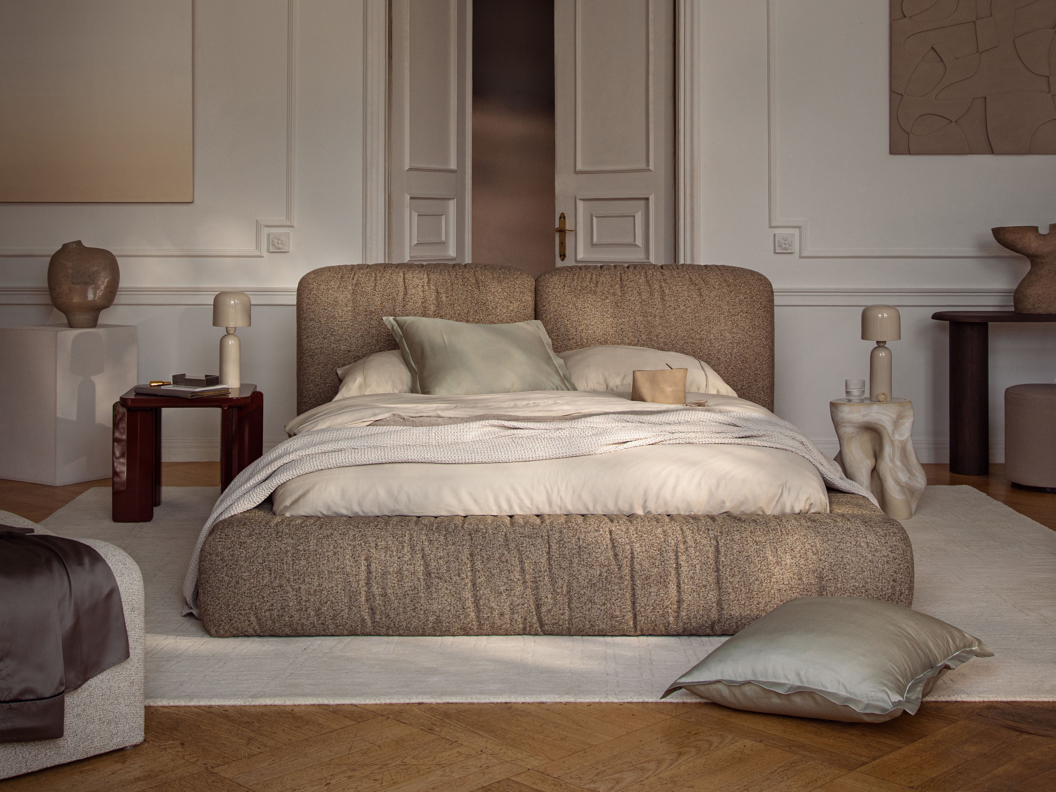 MARTINA Bed Beige Corduroy