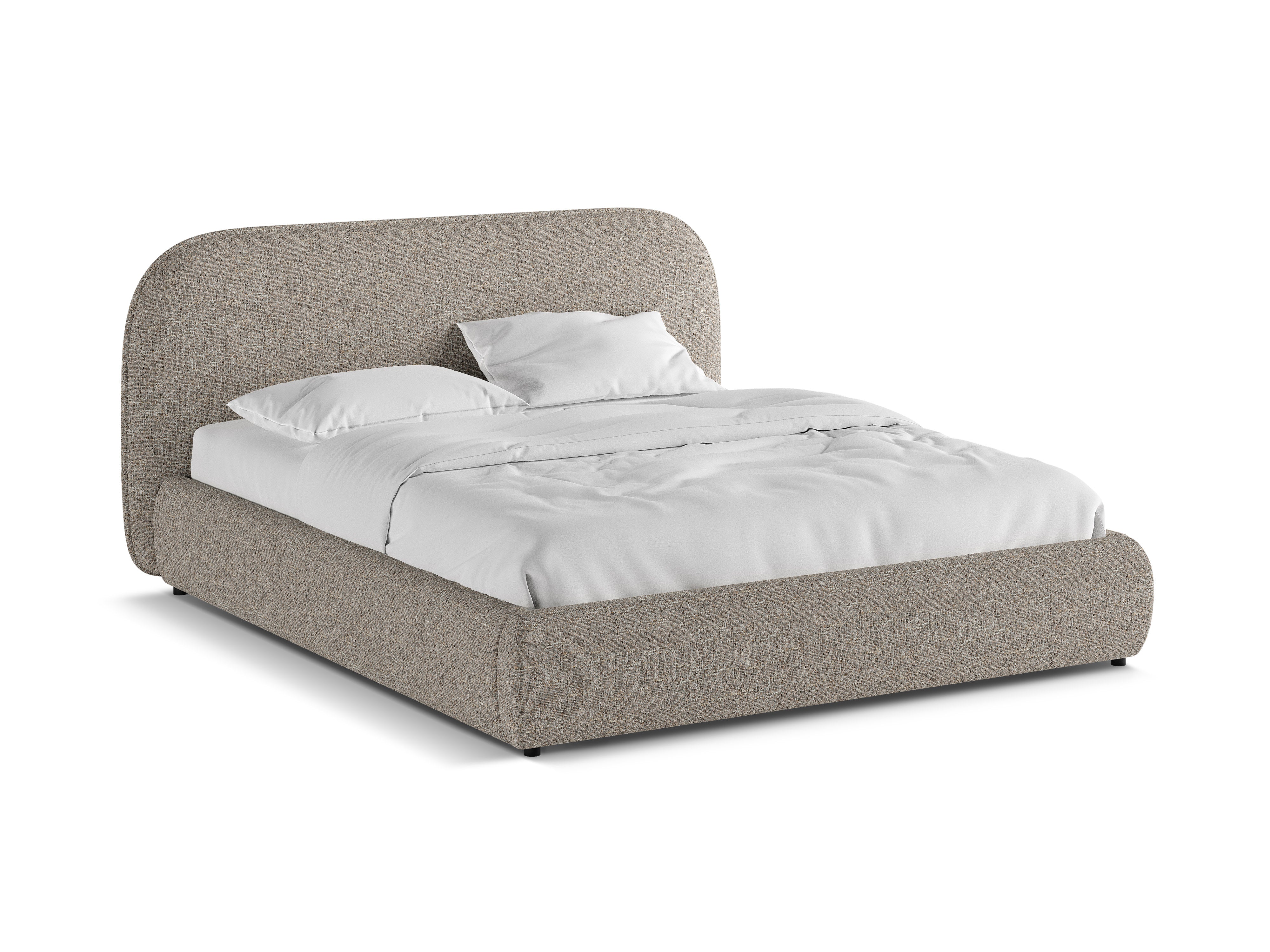 MURADA Bed in Brown-Gray Mélange Chenille