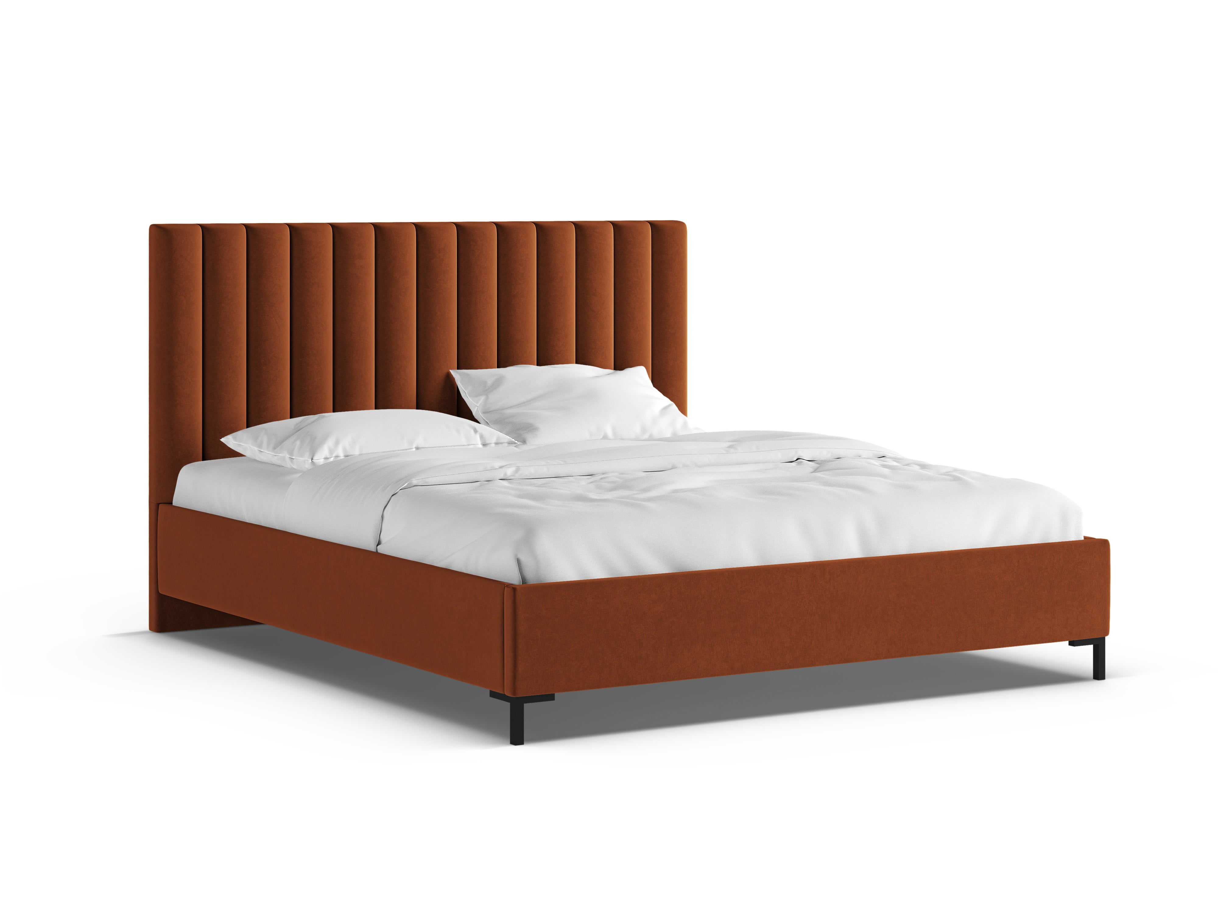 Samt-Bett mit Bettkasten ALLISON ziegelrot
